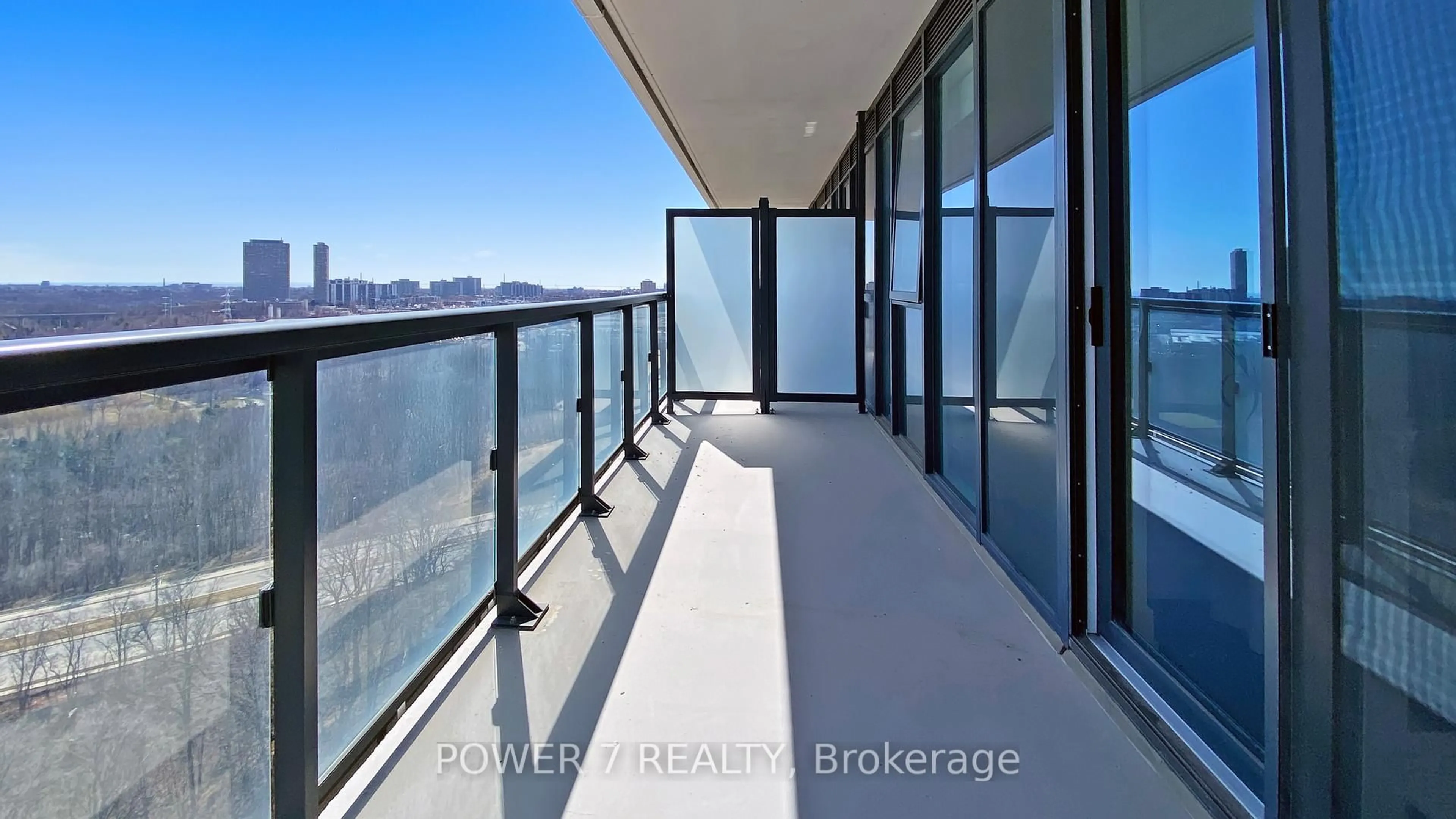 Balcony in the apartment, city buildings view from balcony for 30 Inn On The Park Dr #1808, Toronto Ontario M3C 0P7