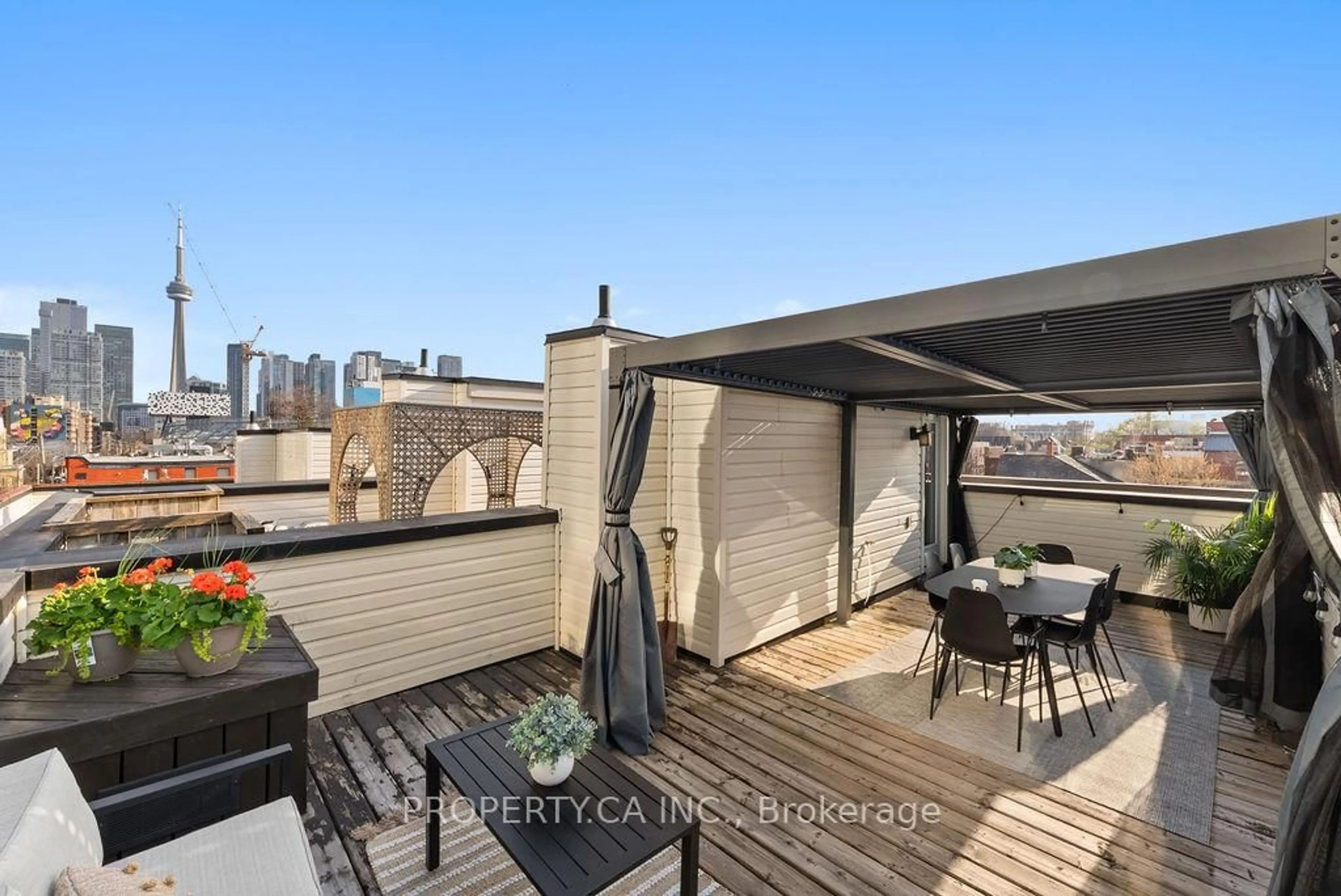 Patio, city buildings view from balcony for 182 McCaul St, Toronto Ontario M5T 1W5