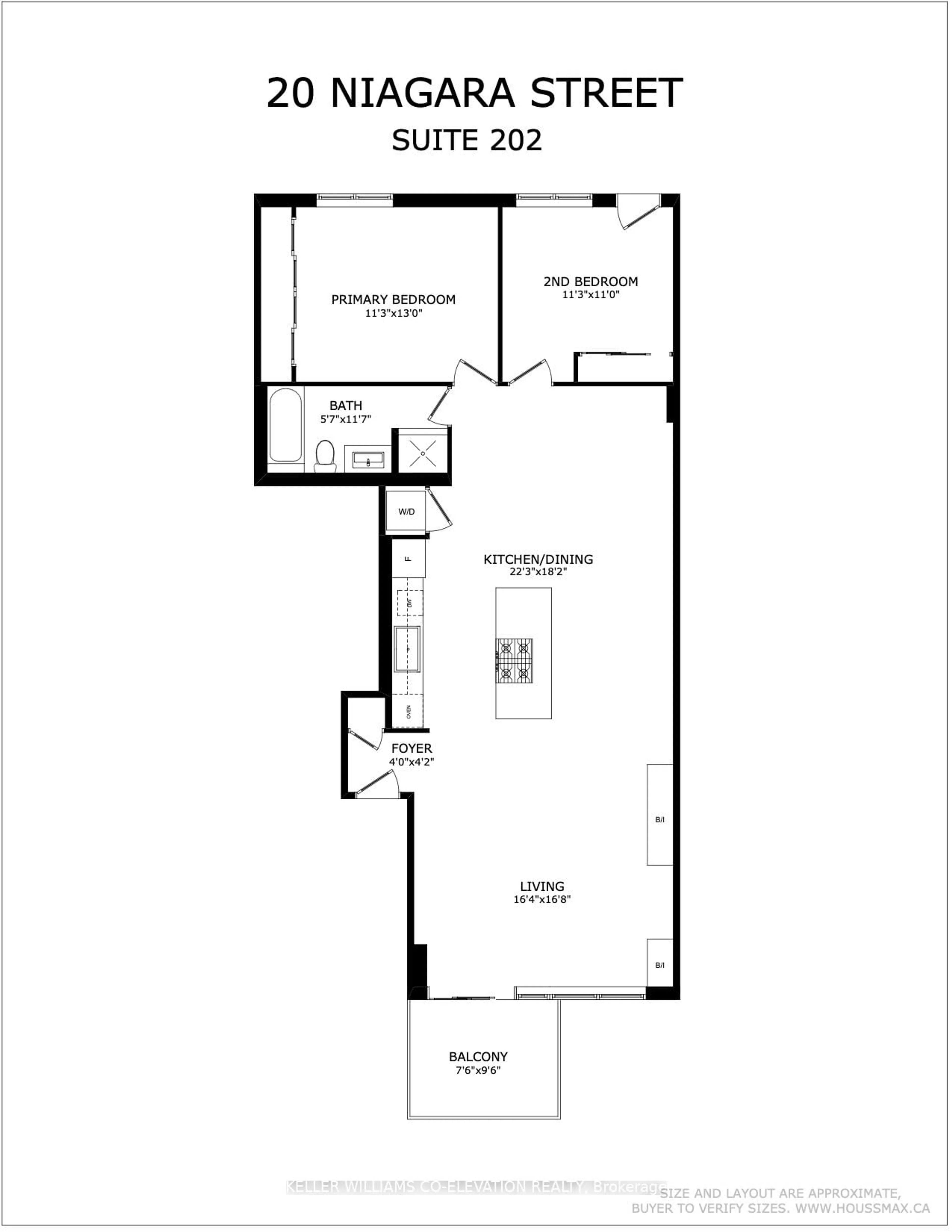 Floor plan for 20 Niagara St #202, Toronto Ontario M5V 3L8