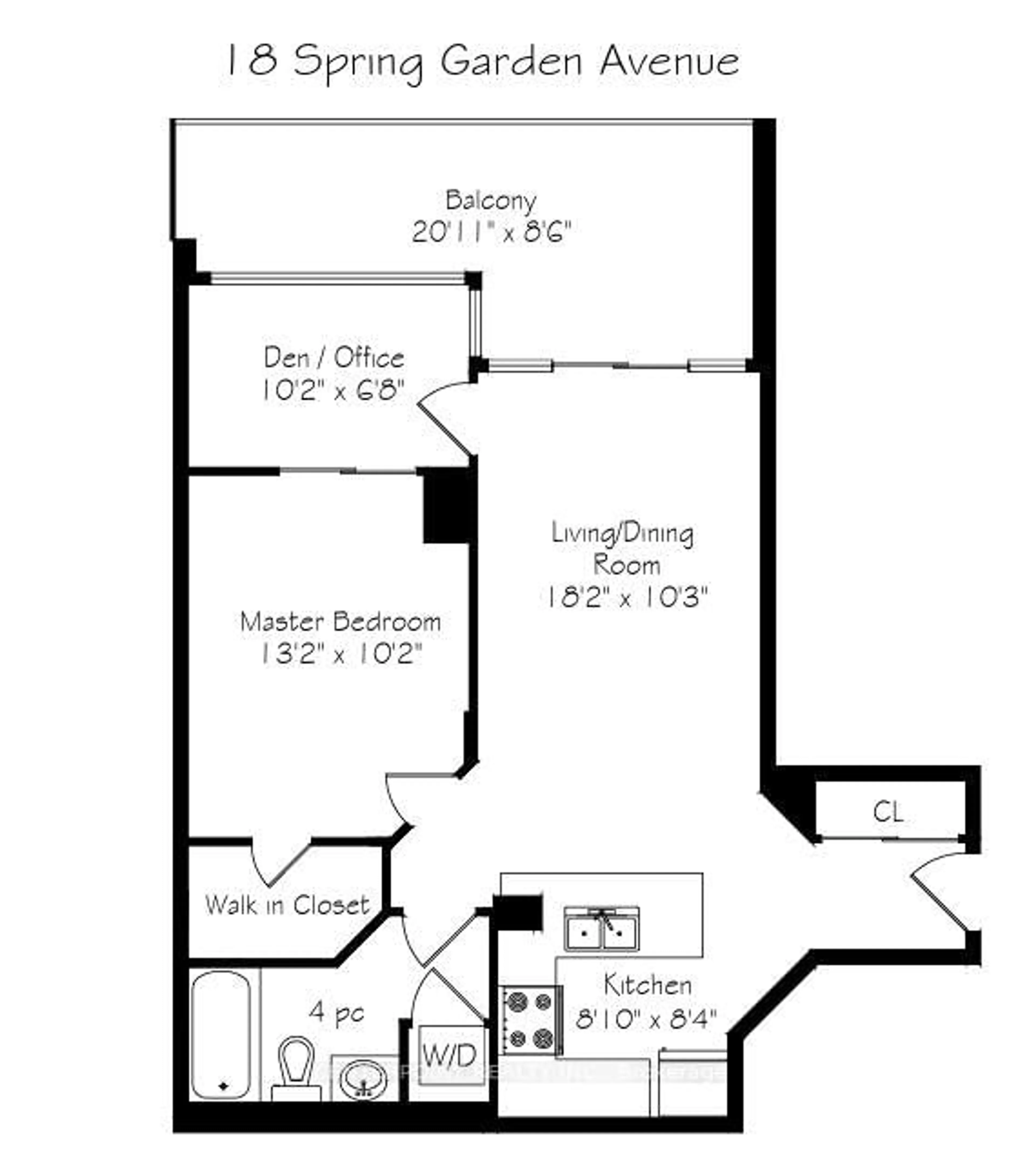 Floor plan for 18 Spring Garden Ave #1601, Toronto Ontario M2N 7M2