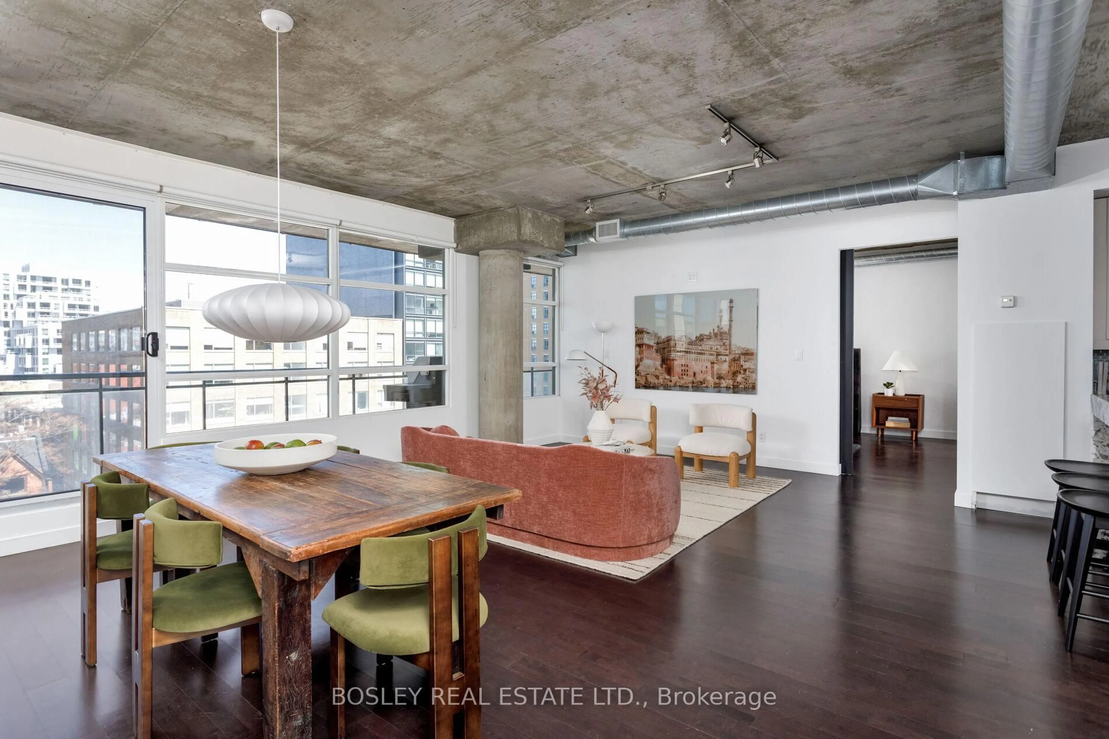 Dining room, cement floor for 42 Camden St #703, Toronto Ontario M5V 1V1