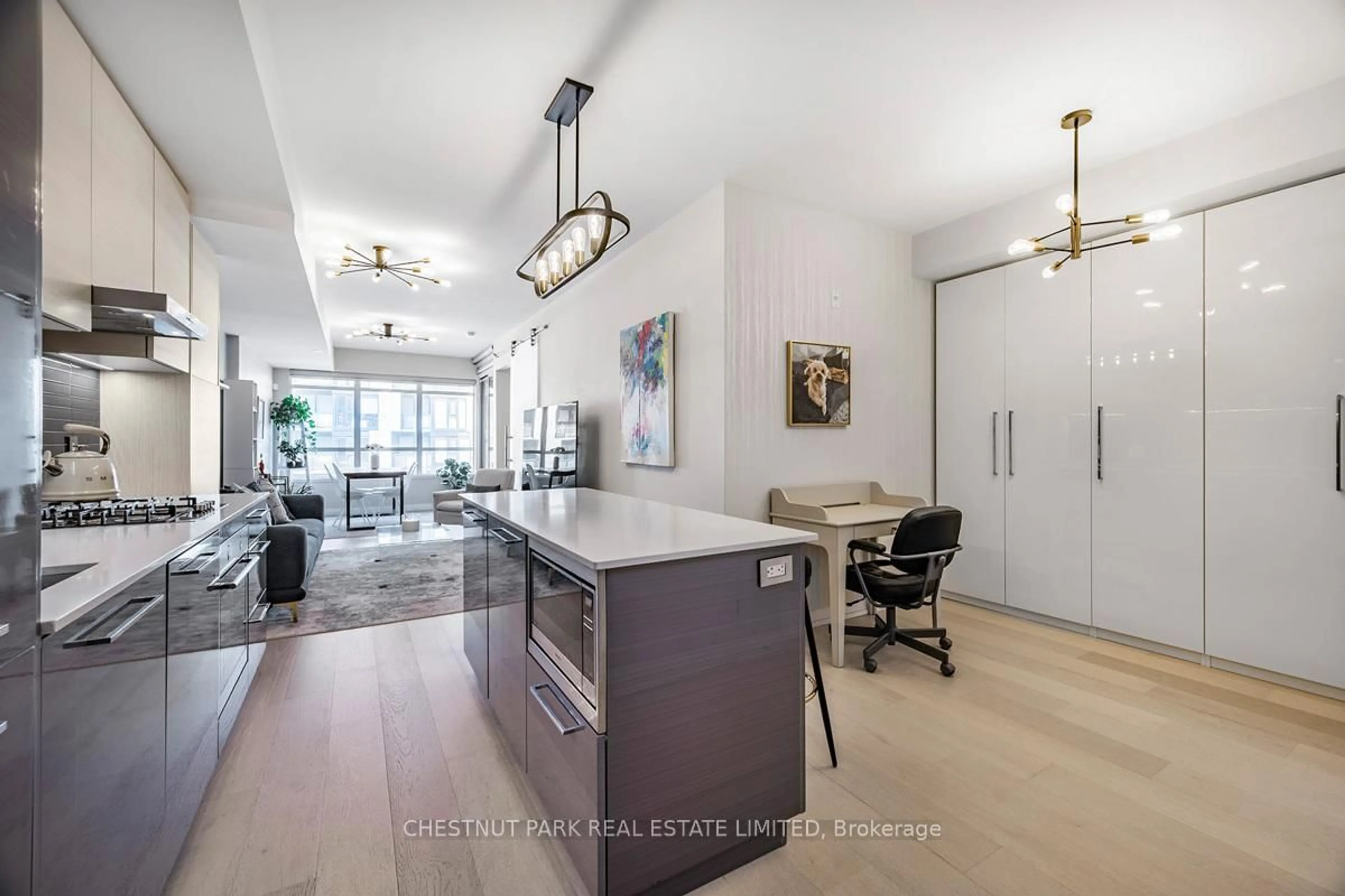 Open concept kitchen, ceramic/tile floor for 835 St. Clair Ave #304, Toronto Ontario M6C 0A8
