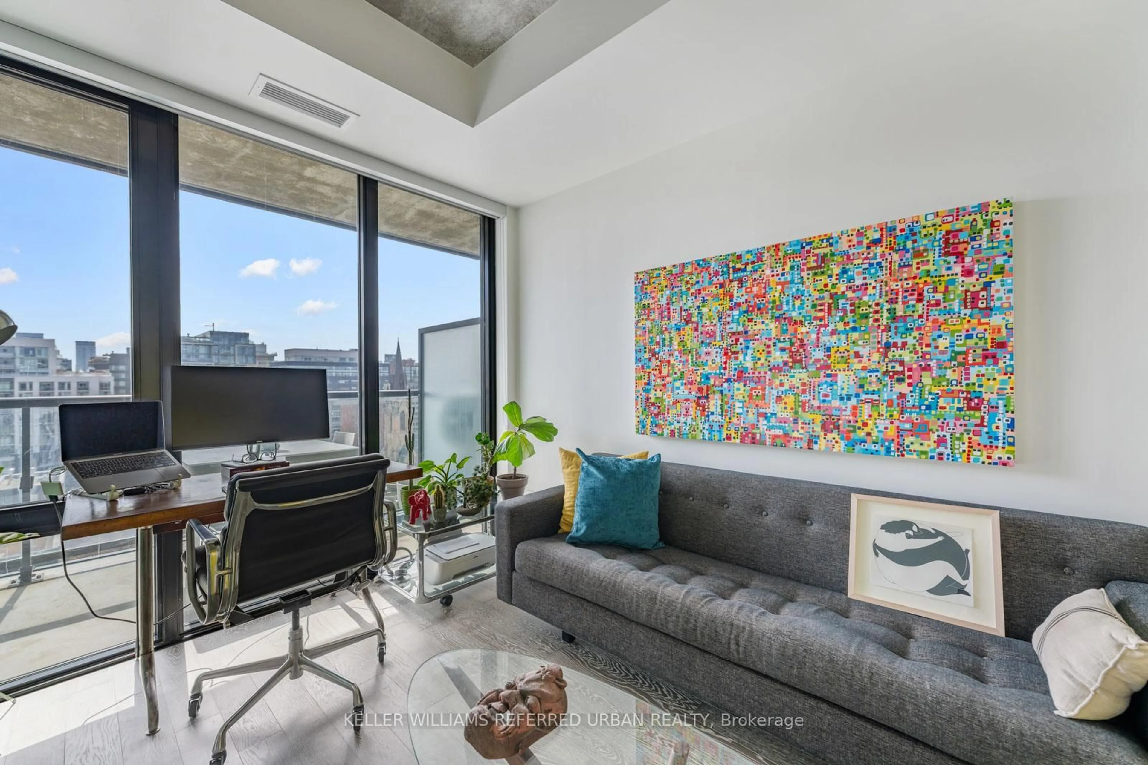 Living room with furniture, cement floor for 608 Richmond St #1206, Toronto Ontario M5V 0N9
