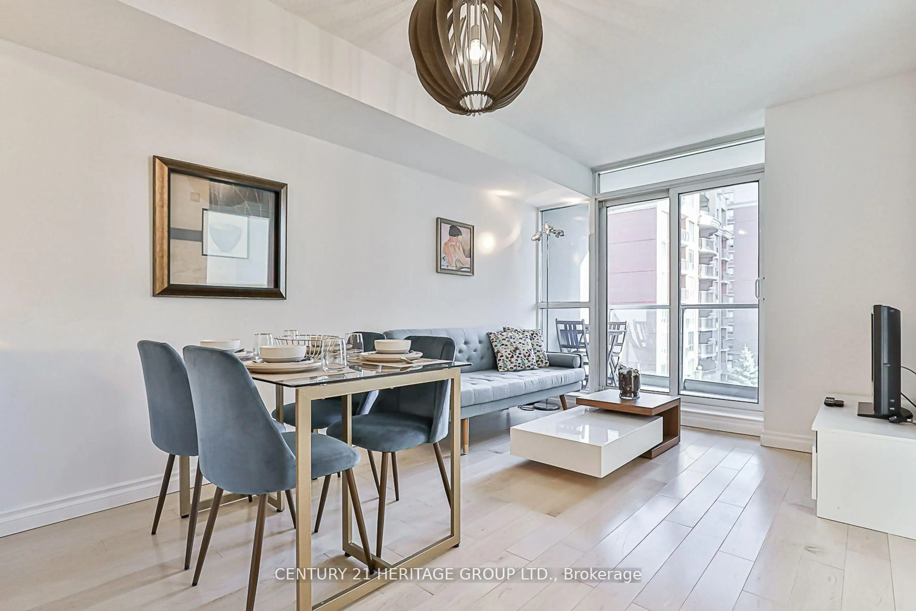 Living room with furniture, wood/laminate floor for 30 Harrison Garden Blvd #701, Toronto Ontario M2N 7A9