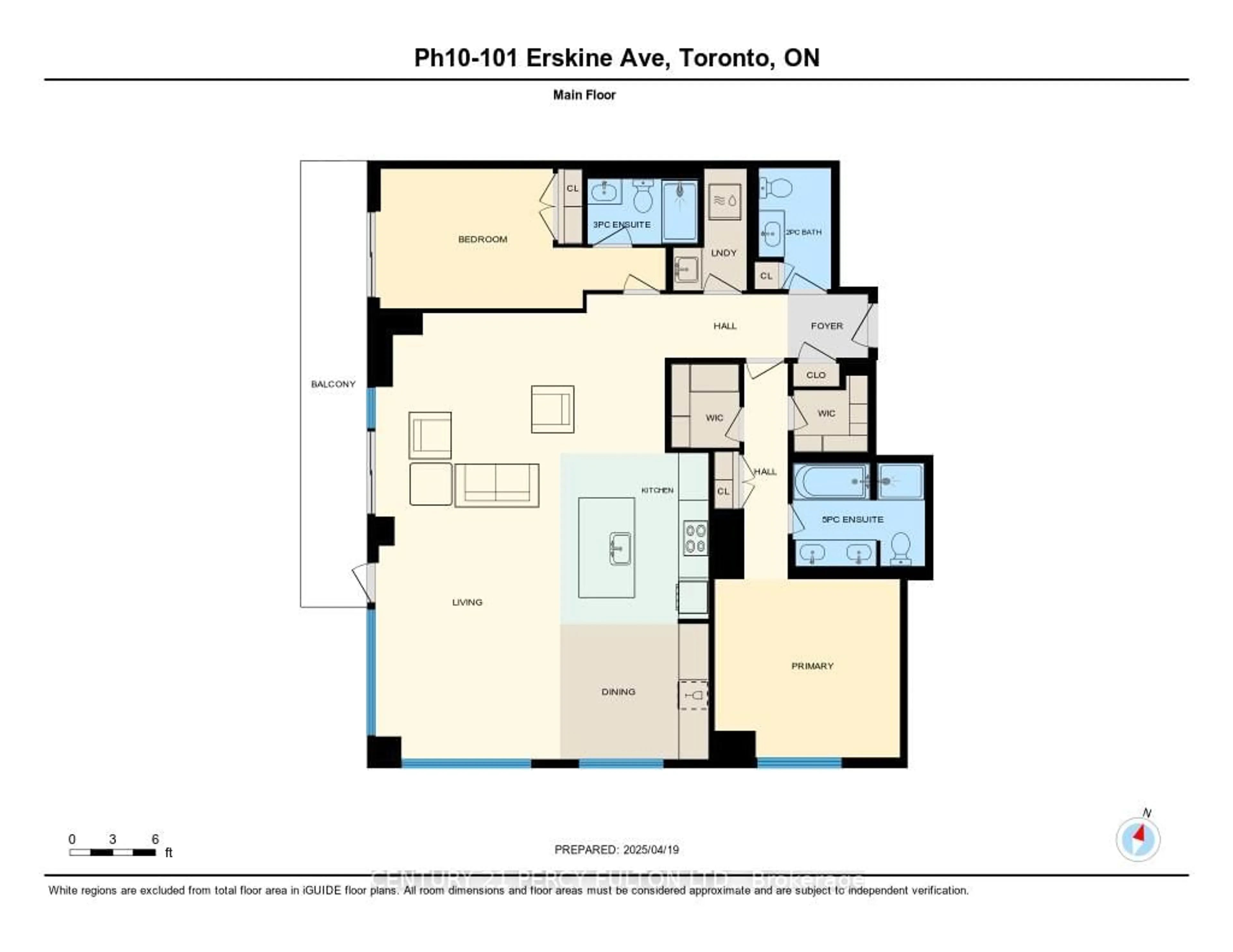 Floor plan for 101 Erskine Ave #PH10, Toronto Ontario M4P 1Y5