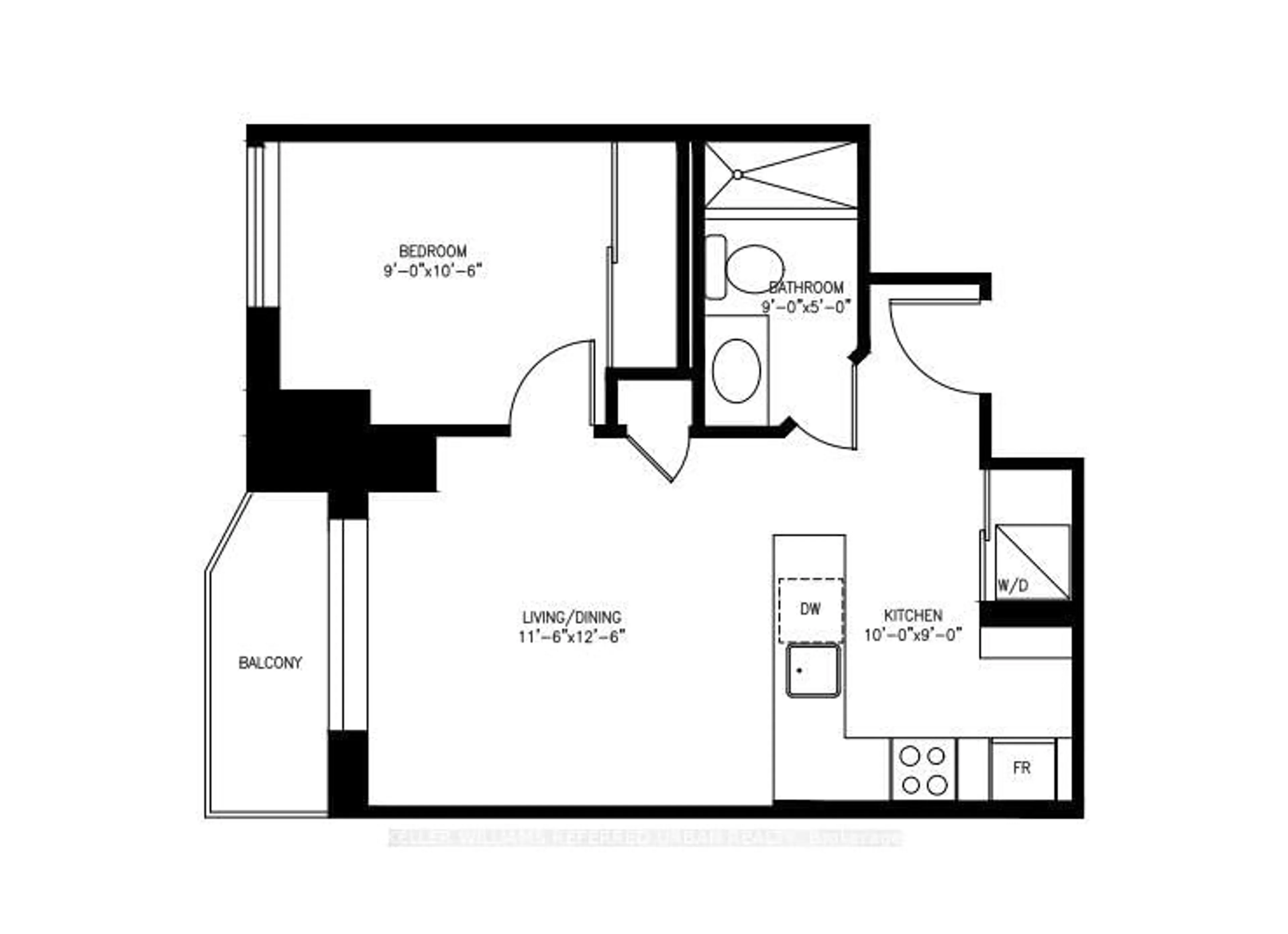 Floor plan for 140 Bathurst St #703, Toronto Ontario M5V 3N8