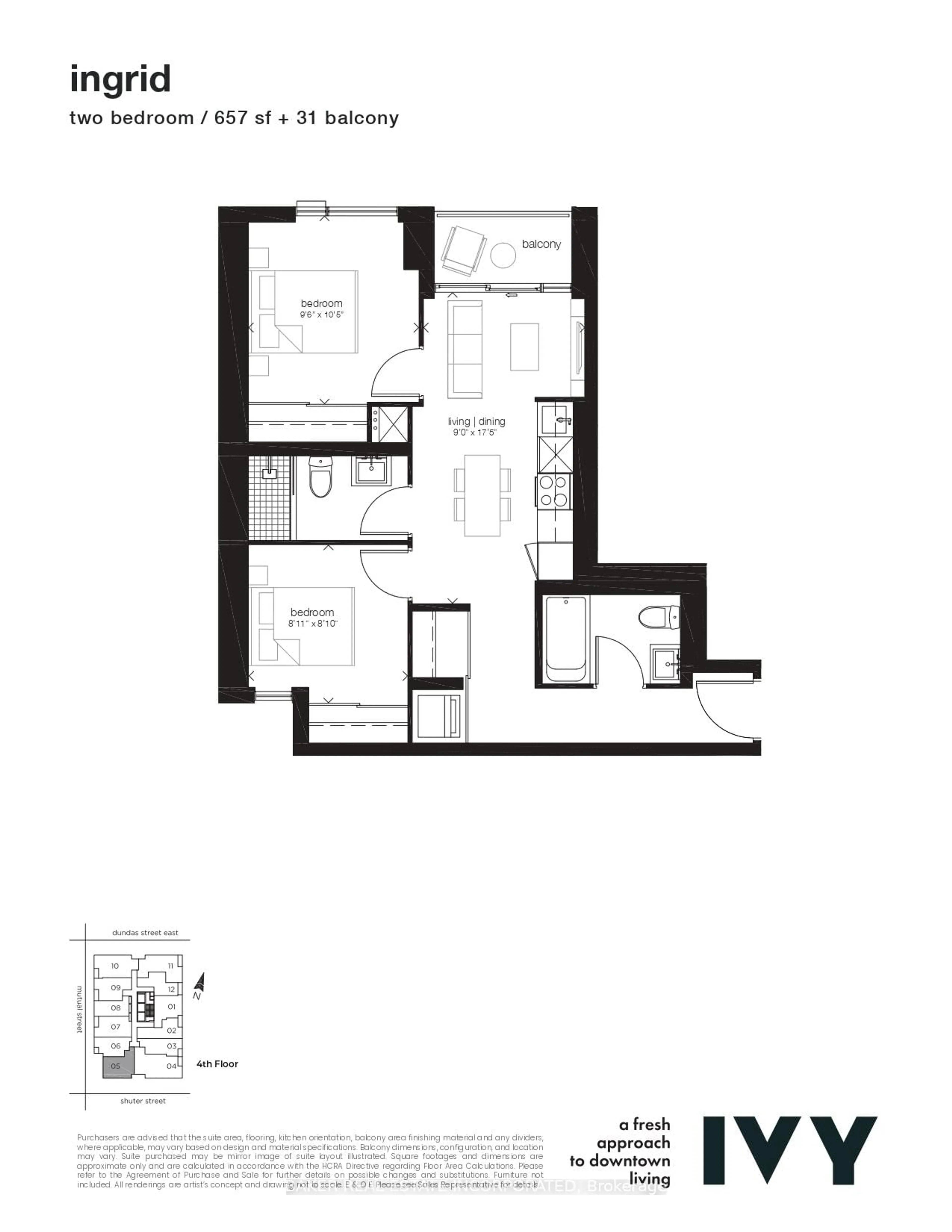 Floor plan for 65 Mutual St #405, Toronto Ontario M5B 0E5