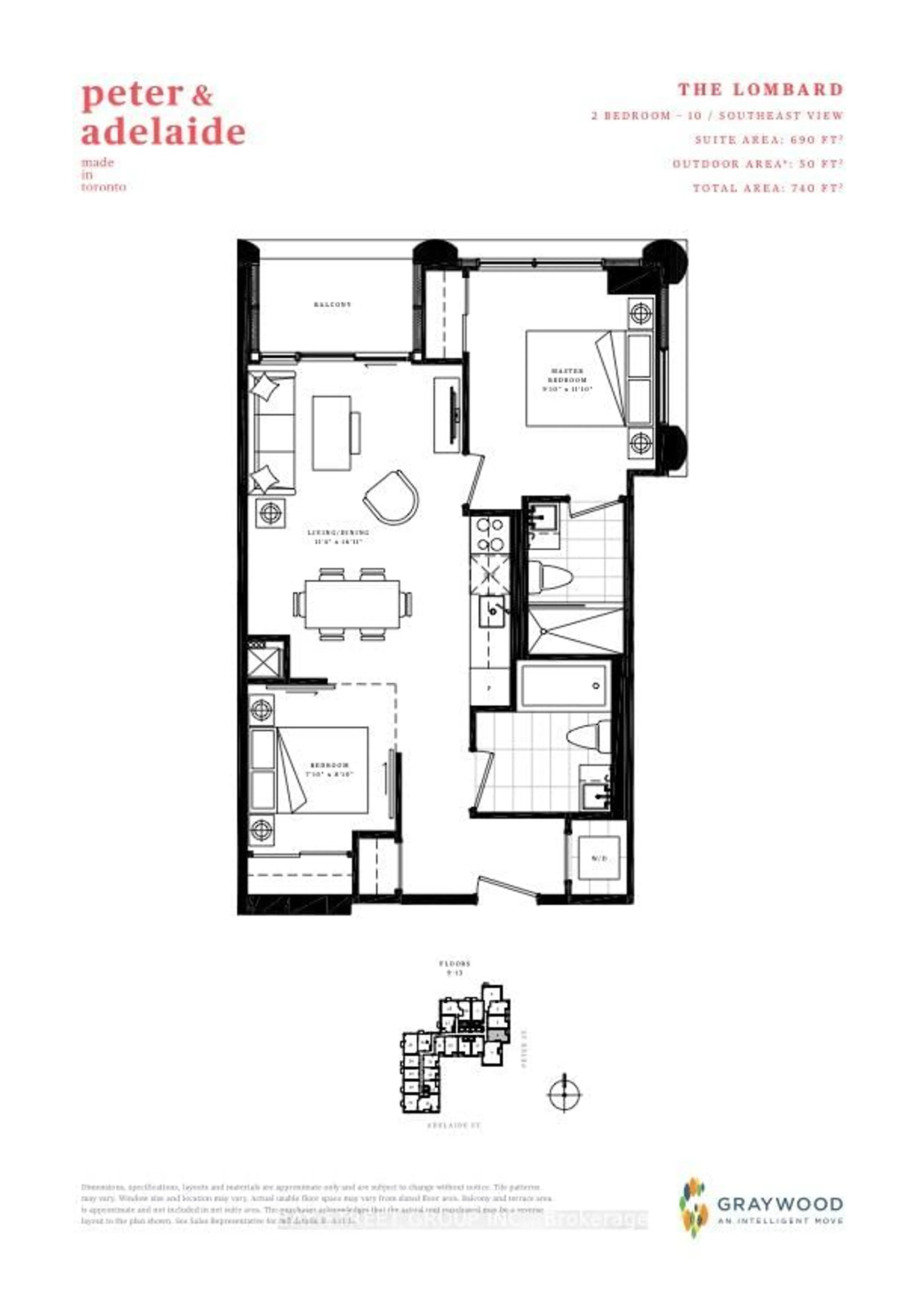 Floor plan for 108 Peter St #1206, Toronto Ontario M5V 0W2