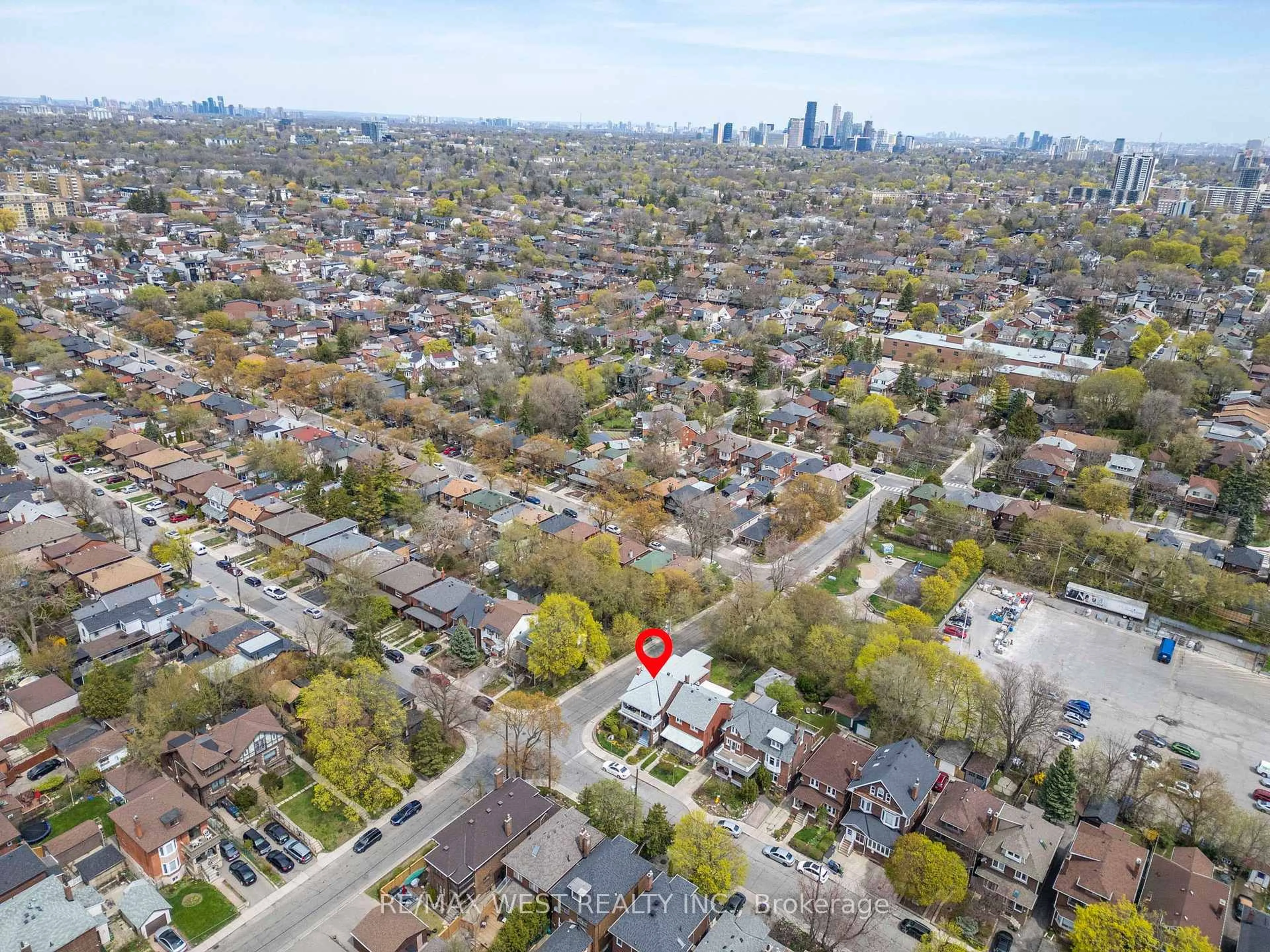 A pic from outside/outdoor area/front of a property/back of a property/a pic from drone, city buildings view from balcony for 53 Robina Ave, Toronto Ontario M6C 3Y5