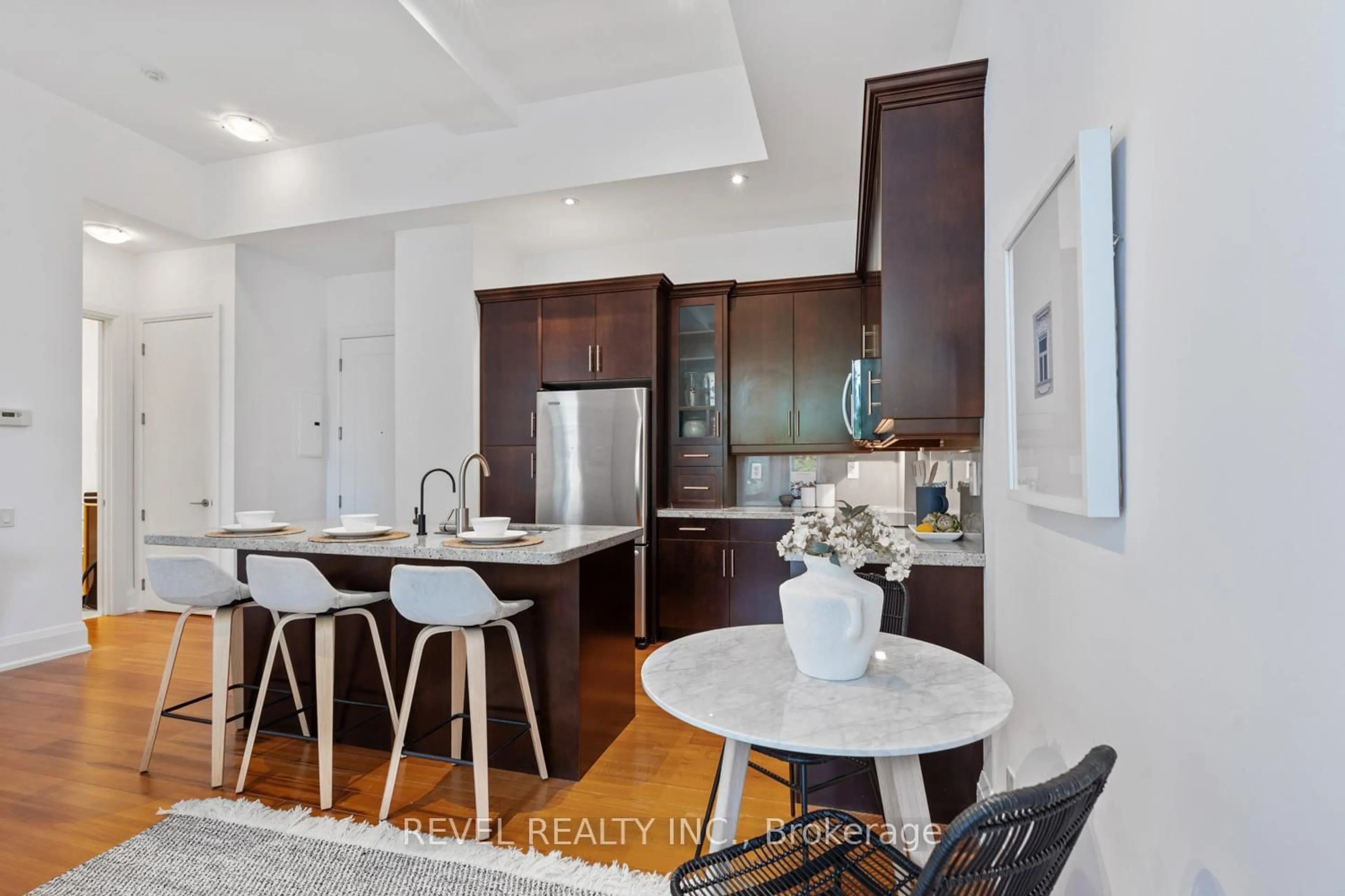 Open concept kitchen, ceramic/tile floor for 385 Brunswick Ave #205, Toronto Ontario M5R 3R1