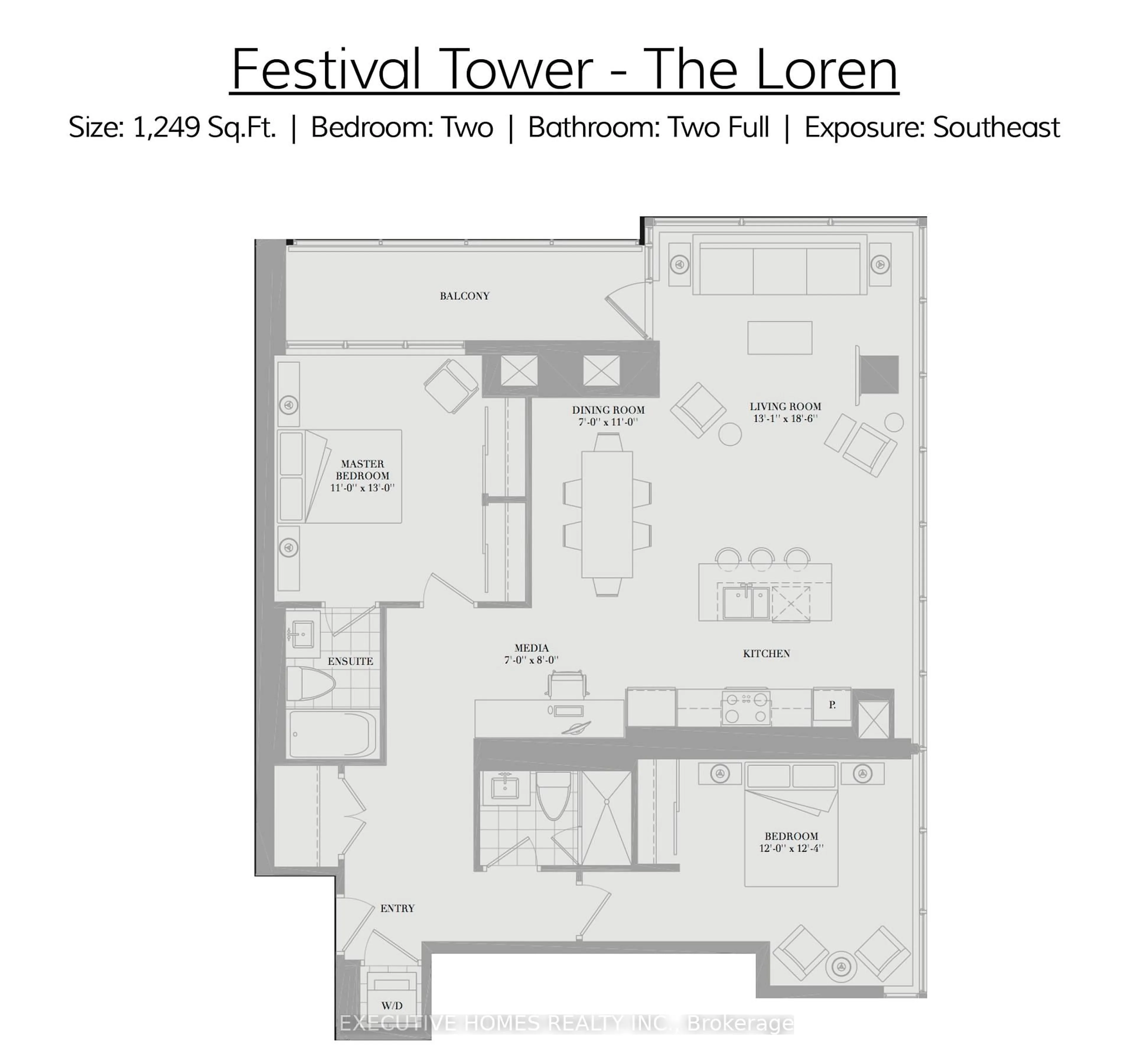 Floor plan for 80 John St #2912, Toronto Ontario M5V 3X4