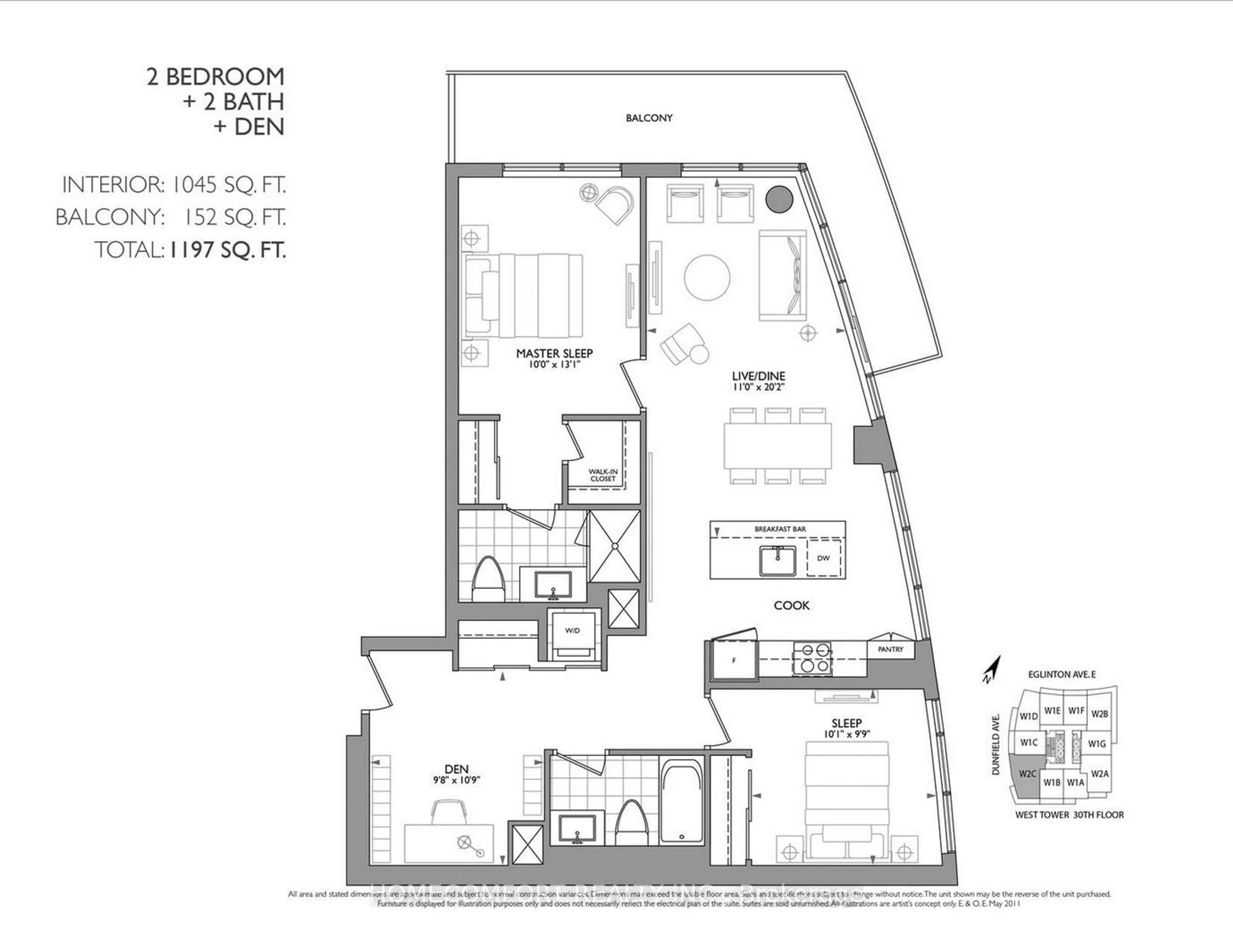 Floor plan for 89 Dunfield Ave #2010, Toronto Ontario M4S 0A4