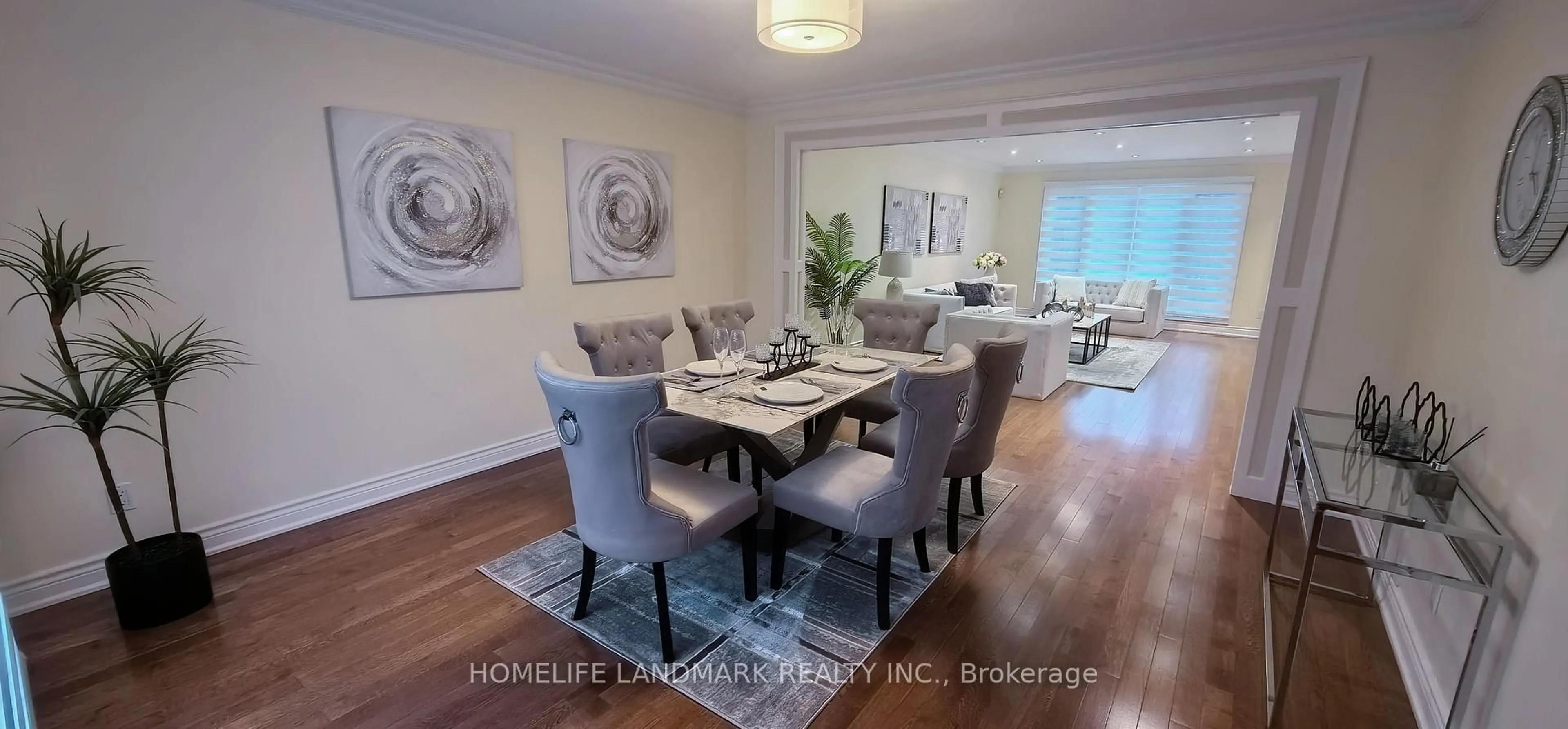 Dining room, wood/laminate floor for 12 Clarinda Dr, Toronto Ontario M2K 2W7