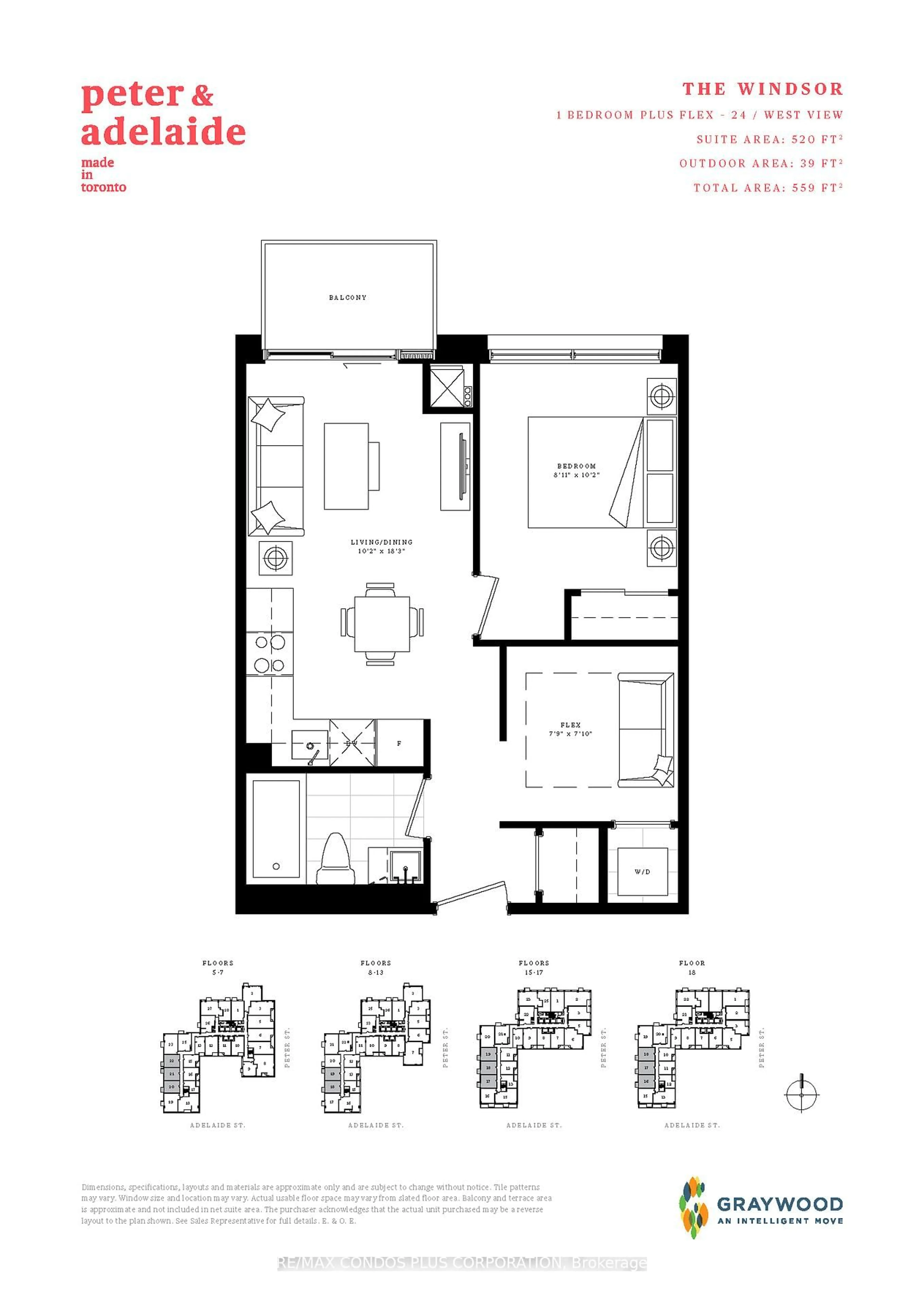 Floor plan for 108 Peter St #720, Toronto Ontario M5V 0W2