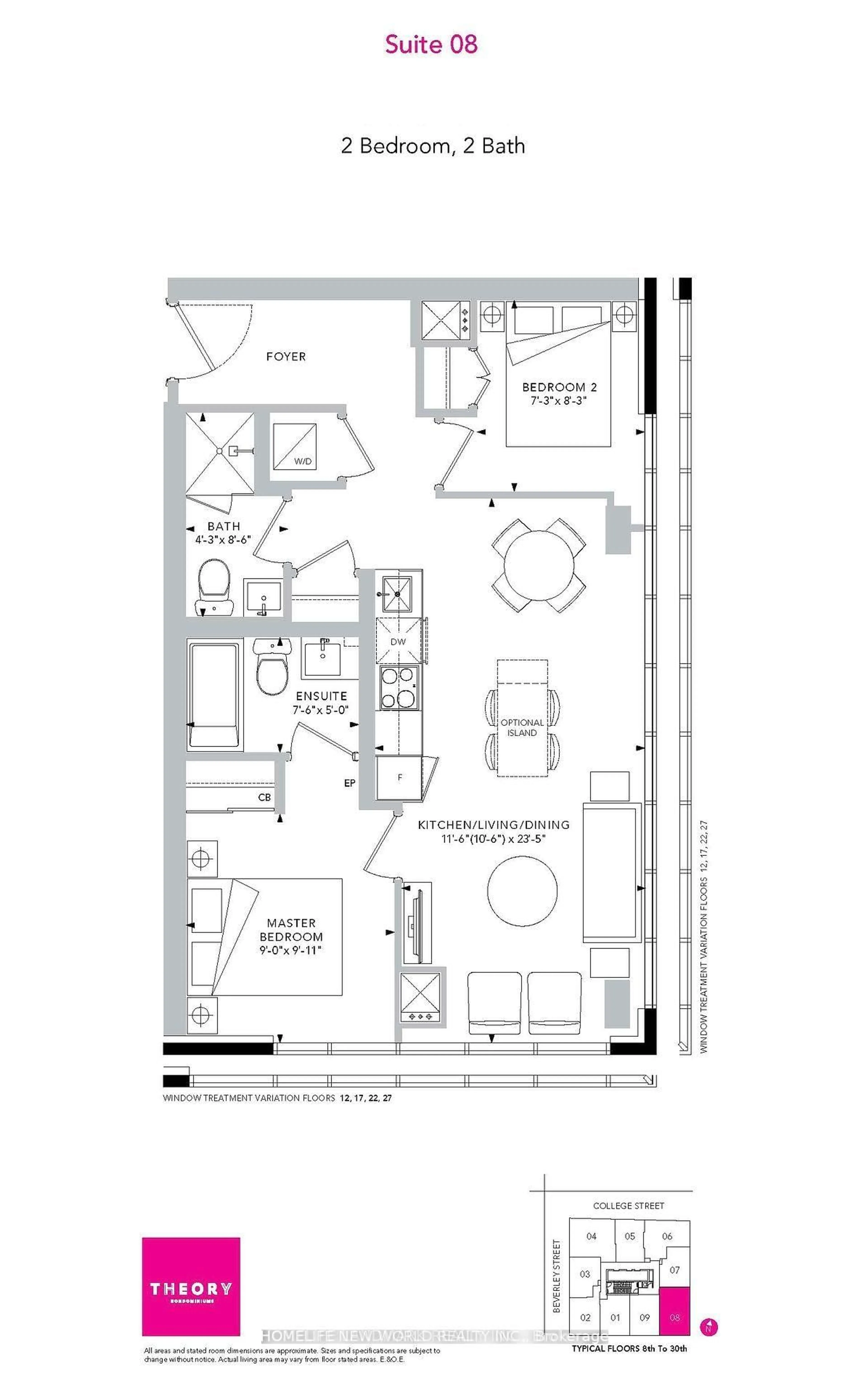 Floor plan for 203 College St #1408, Toronto Ontario M5T 1P9