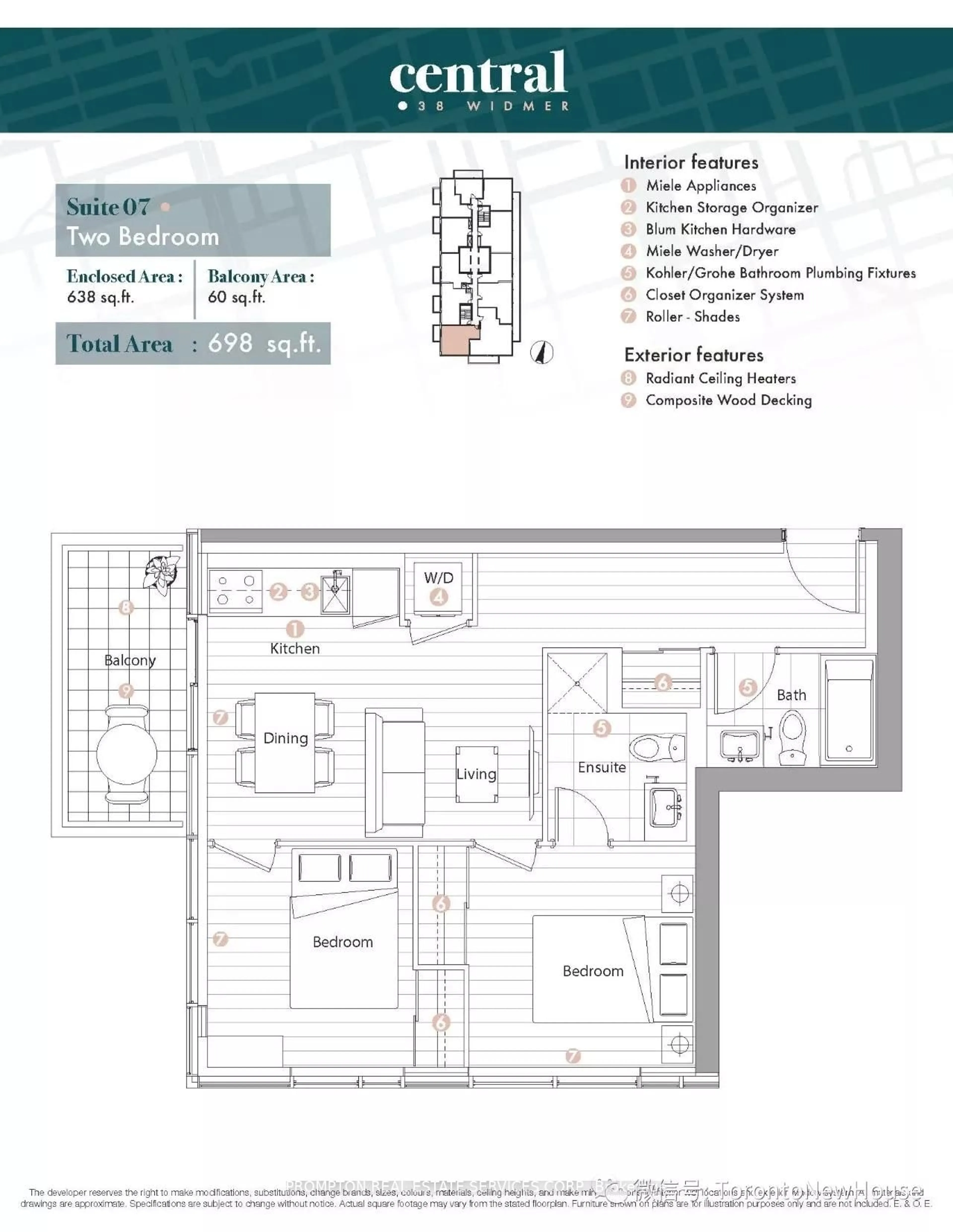 Floor plan for 38 Widmer St #907, Toronto Ontario M5V 0V7