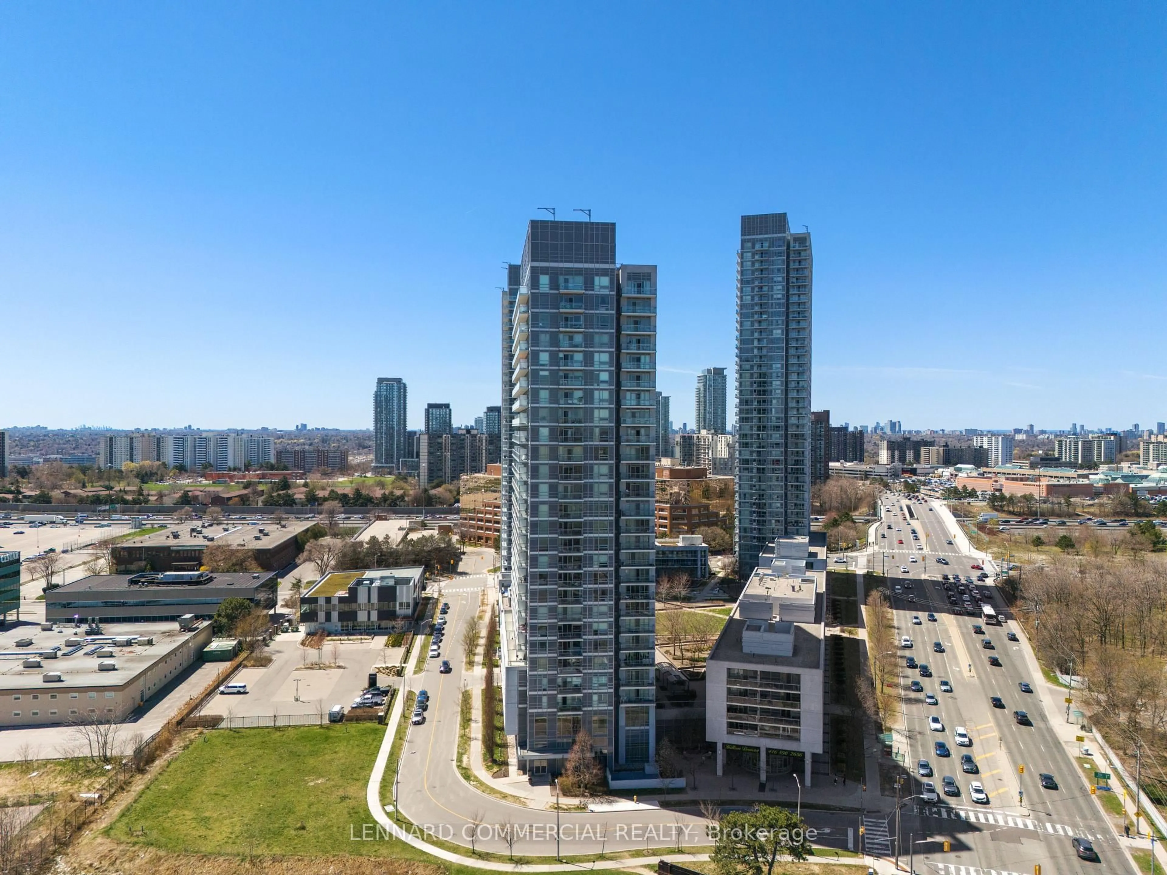 A pic from outside/outdoor area/front of a property/back of a property/a pic from drone, city buildings view from balcony for 30 Herons Hill Way #206, Toronto Ontario M2J 0A7