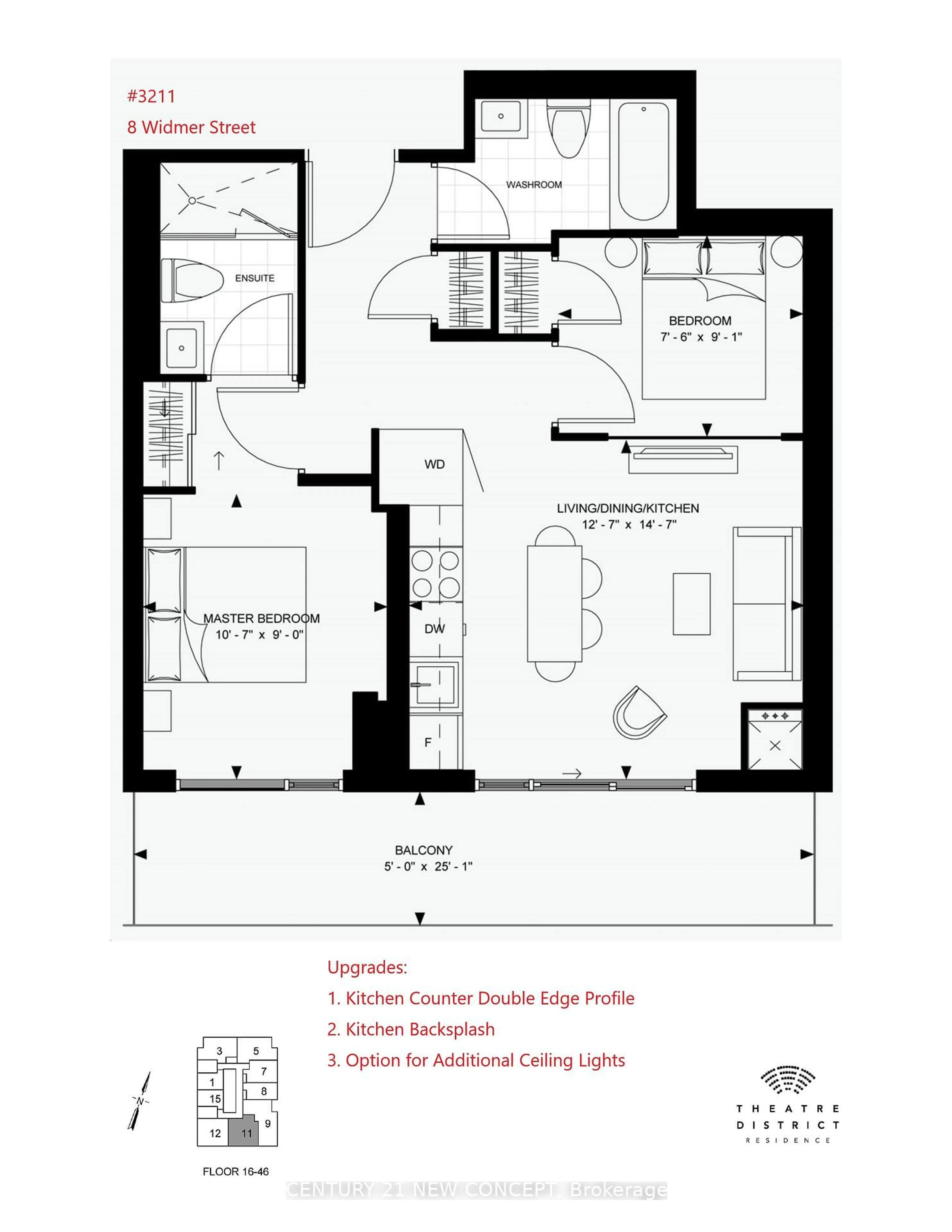 Floor plan for 8 Widmer St #3211, Toronto Ontario M5V 0W6