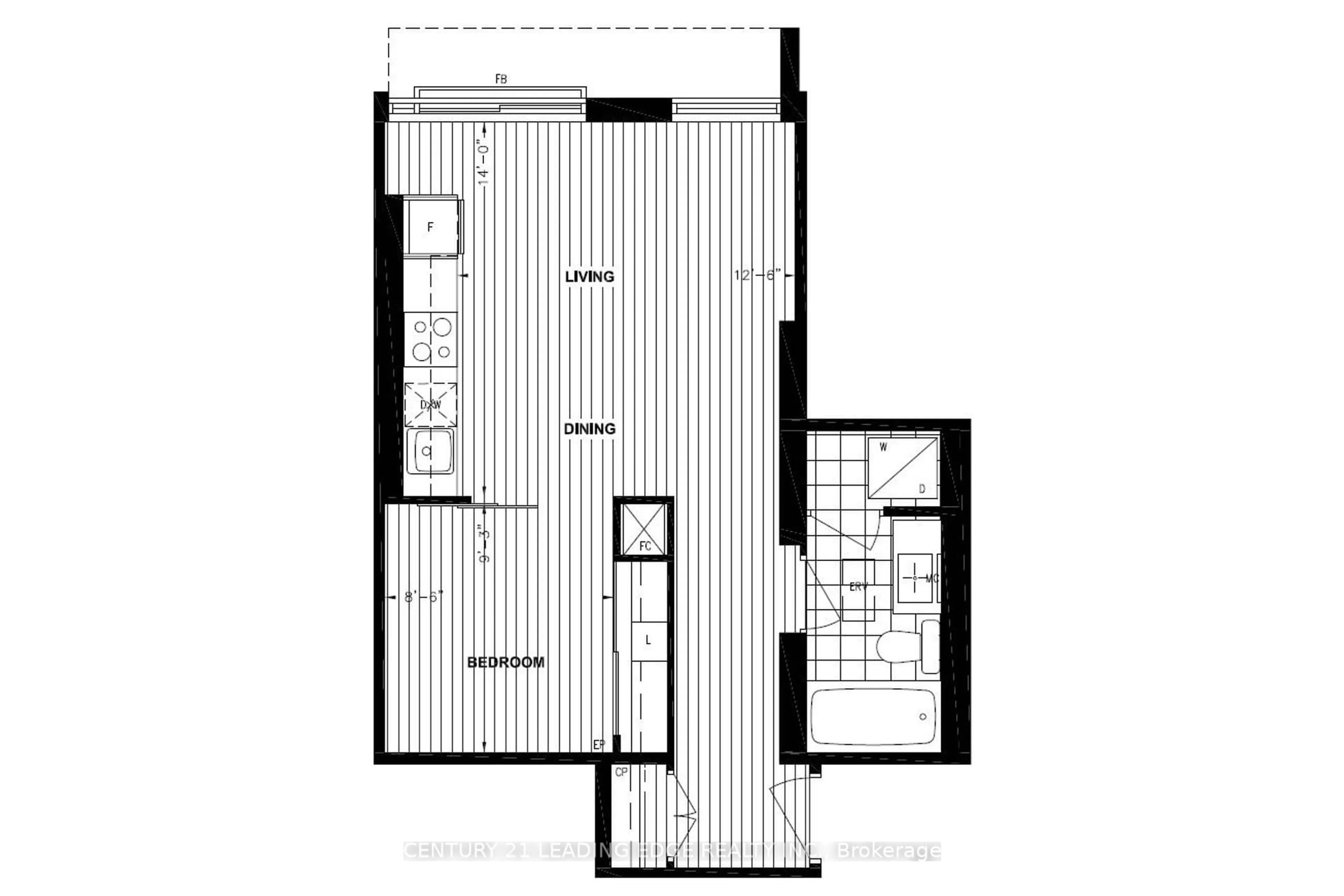 Floor plan for 101 Erskine Ave #208, Toronto Ontario M4P 1Y5