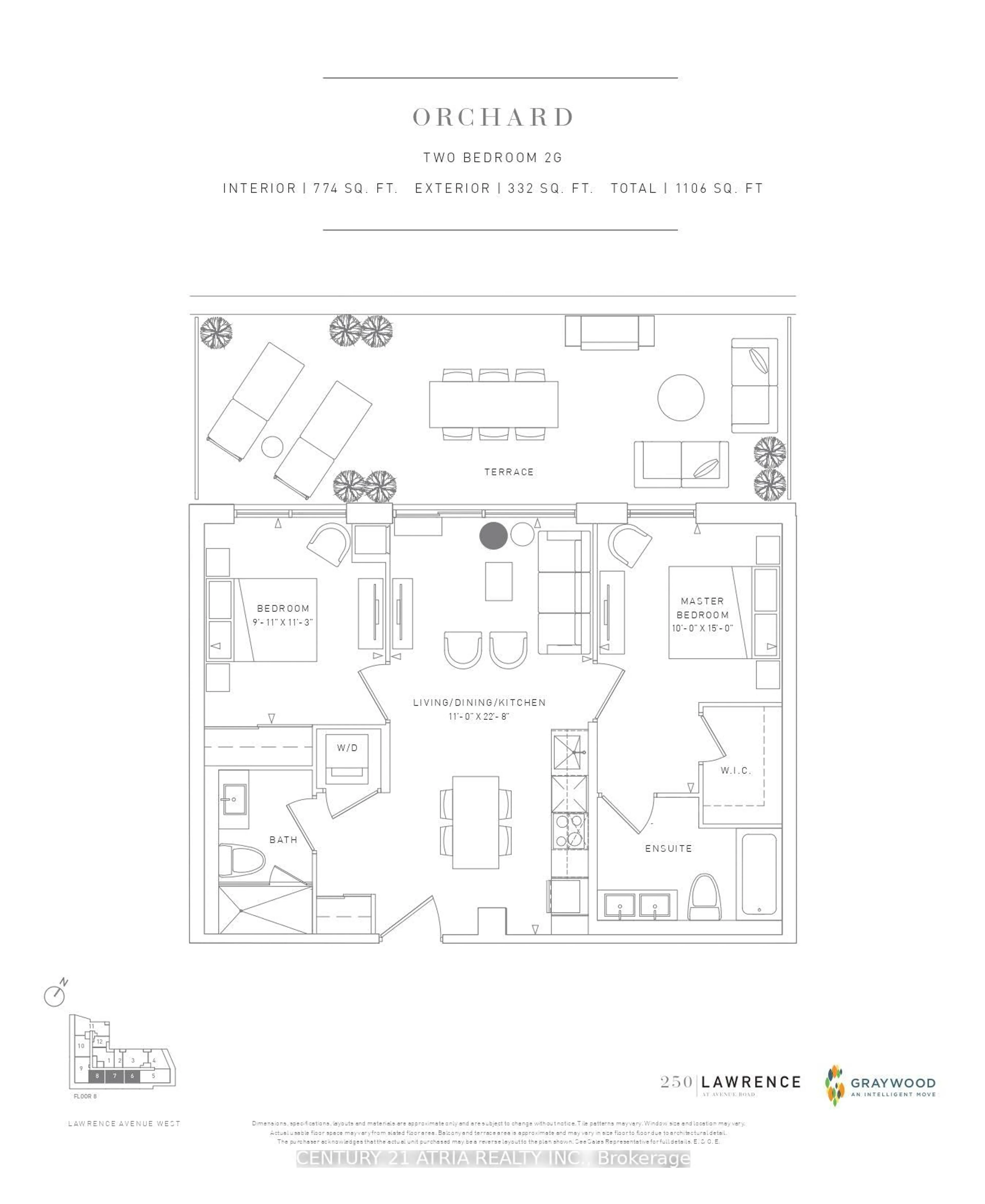 Floor plan for 250 Lawrence Ave #808, Toronto Ontario M5M 1B1