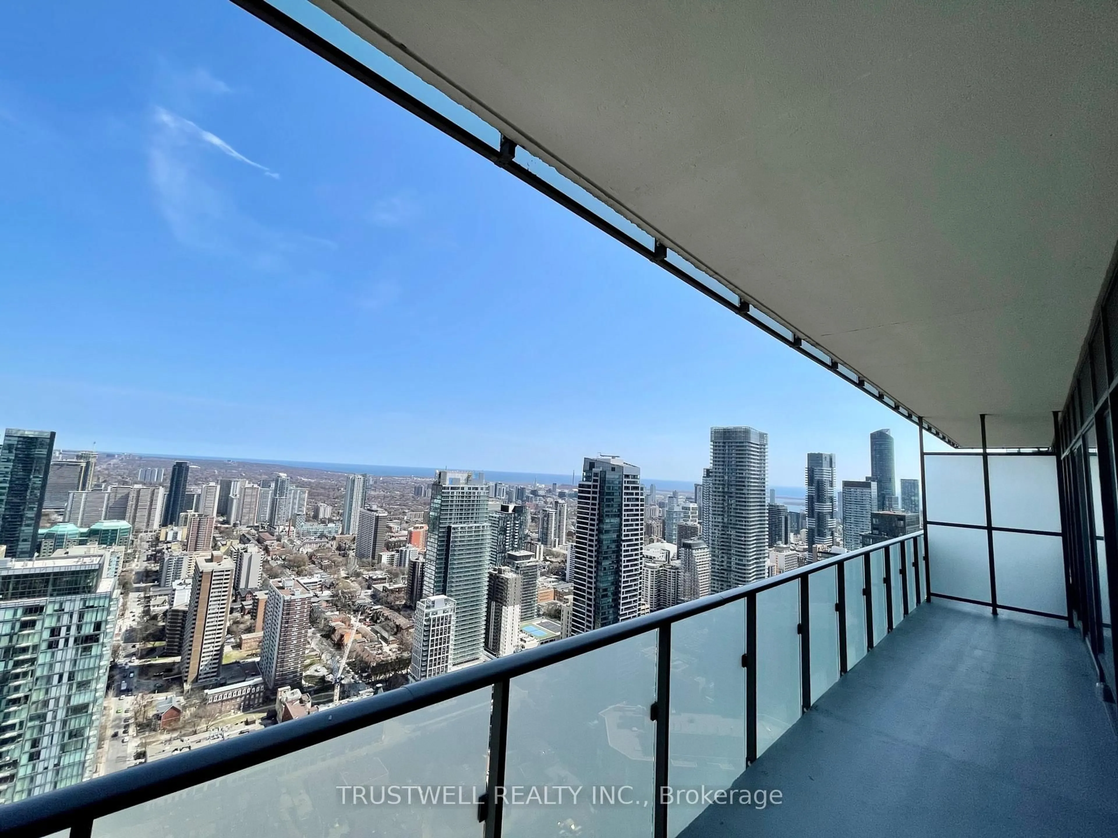 Balcony in the apartment, city buildings view from balcony for 1080 Bay St #4909, Toronto Ontario M5S 0A5