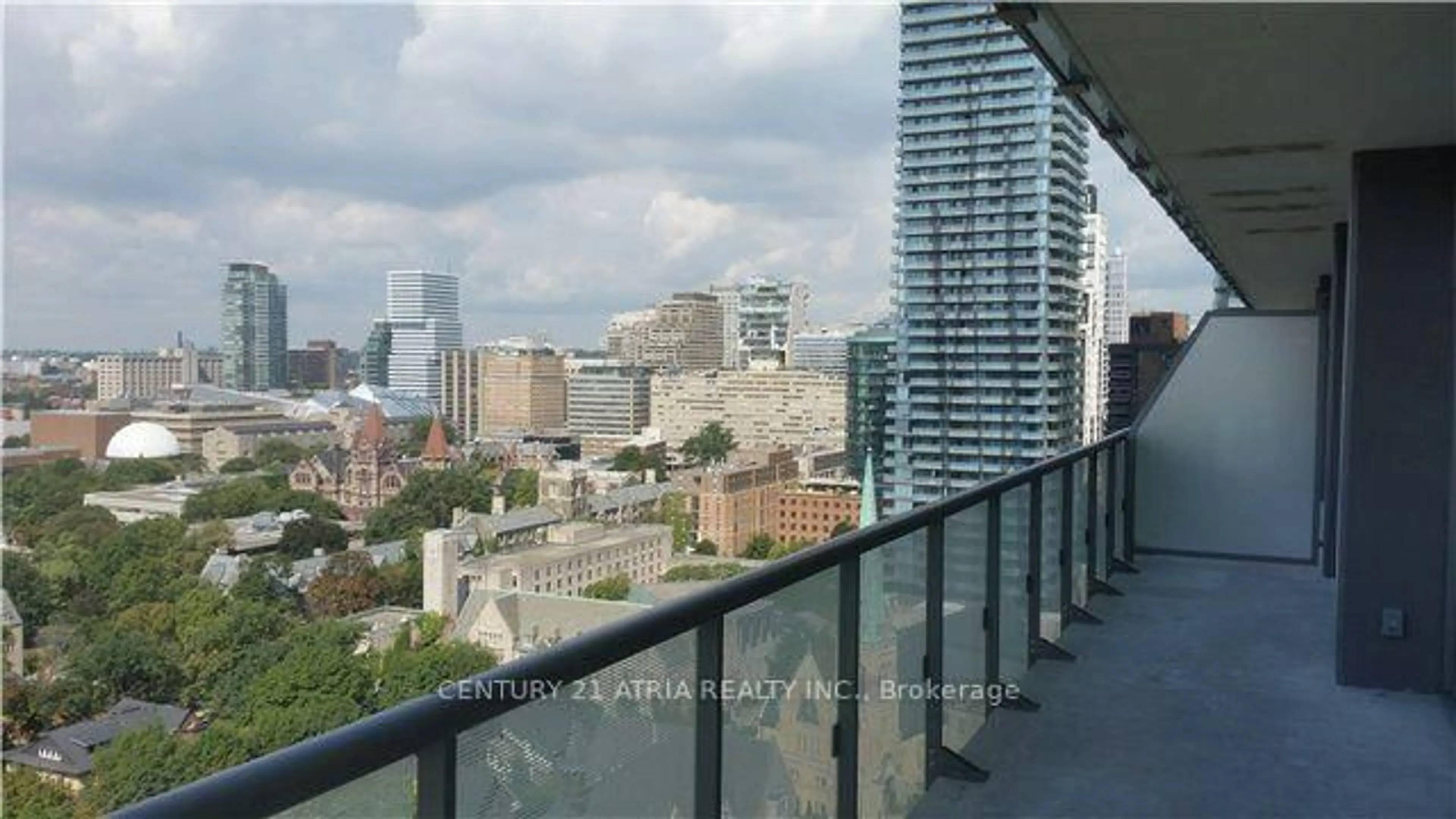 Balcony in the apartment, city buildings view from balcony for 57 St. Joseph St #1805, Toronto Ontario M5S 0C5