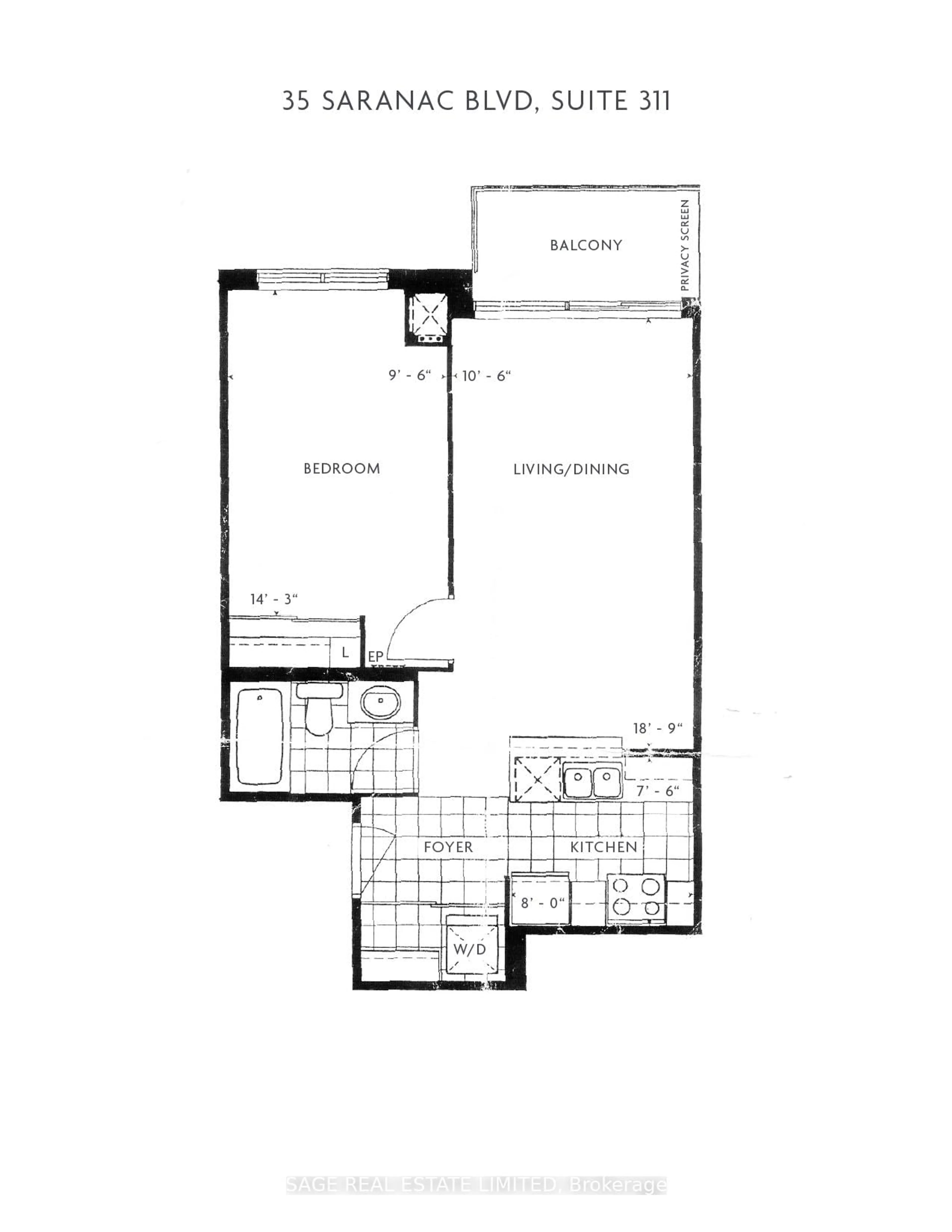 Floor plan for 35 Saranac Blvd #311, Toronto Ontario M6A 2G4