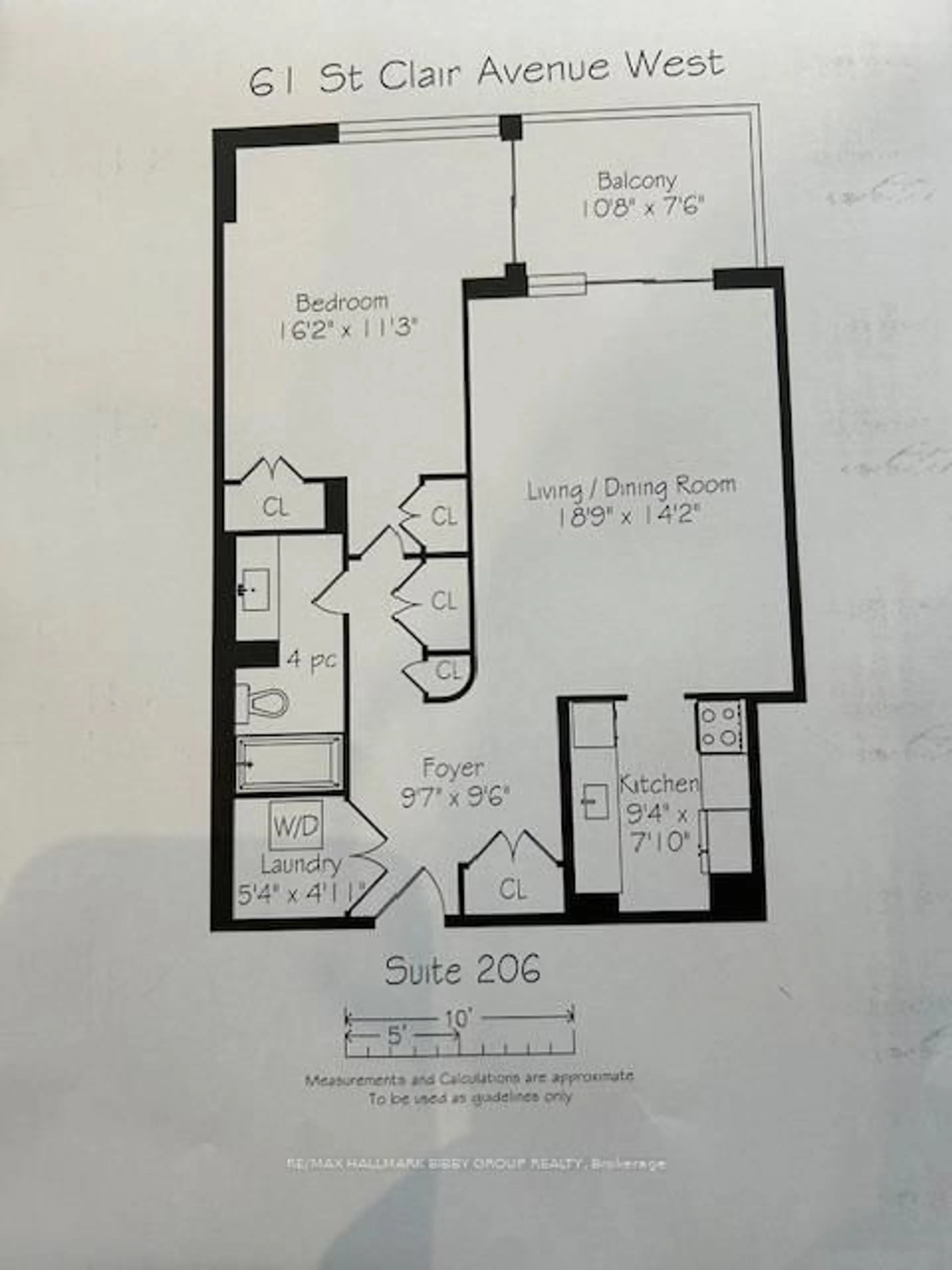 Floor plan for 61 St Clair Ave #206, Toronto Ontario M4V 2Y8