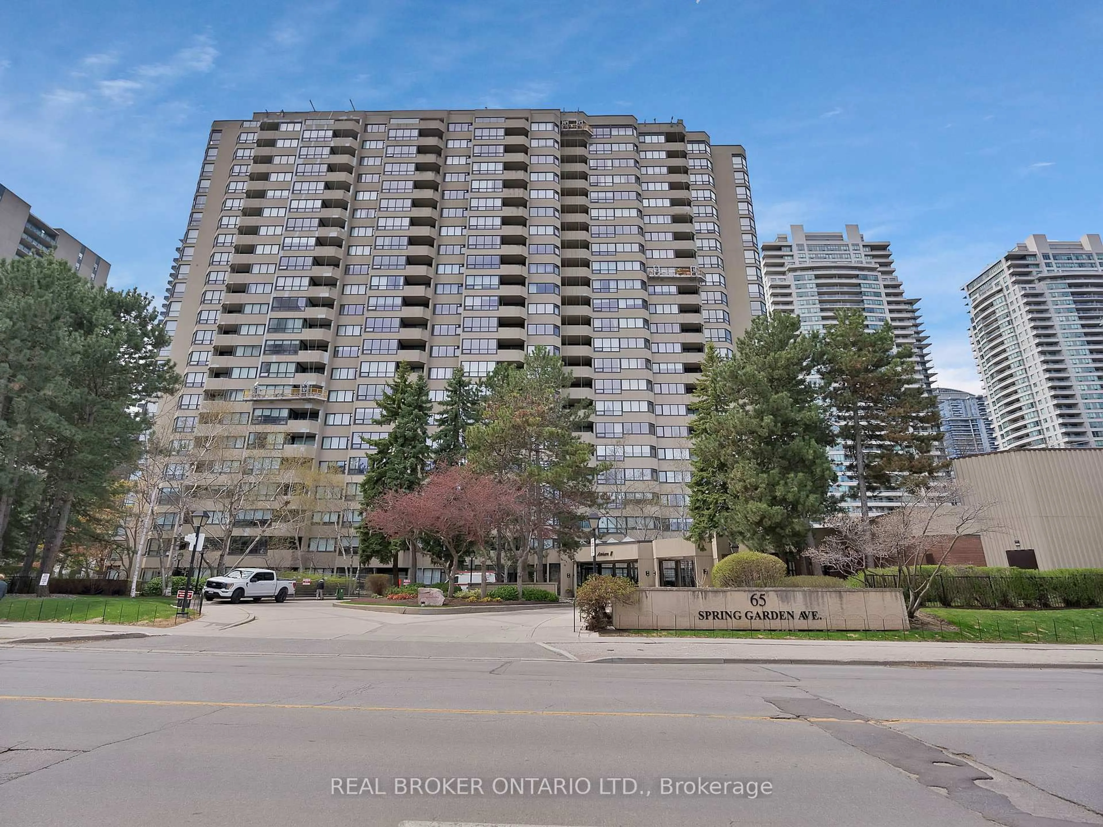 A pic from outside/outdoor area/front of a property/back of a property/a pic from drone, unknown for 65 Spring Garden Ave #206, Toronto Ontario M2N 6H9