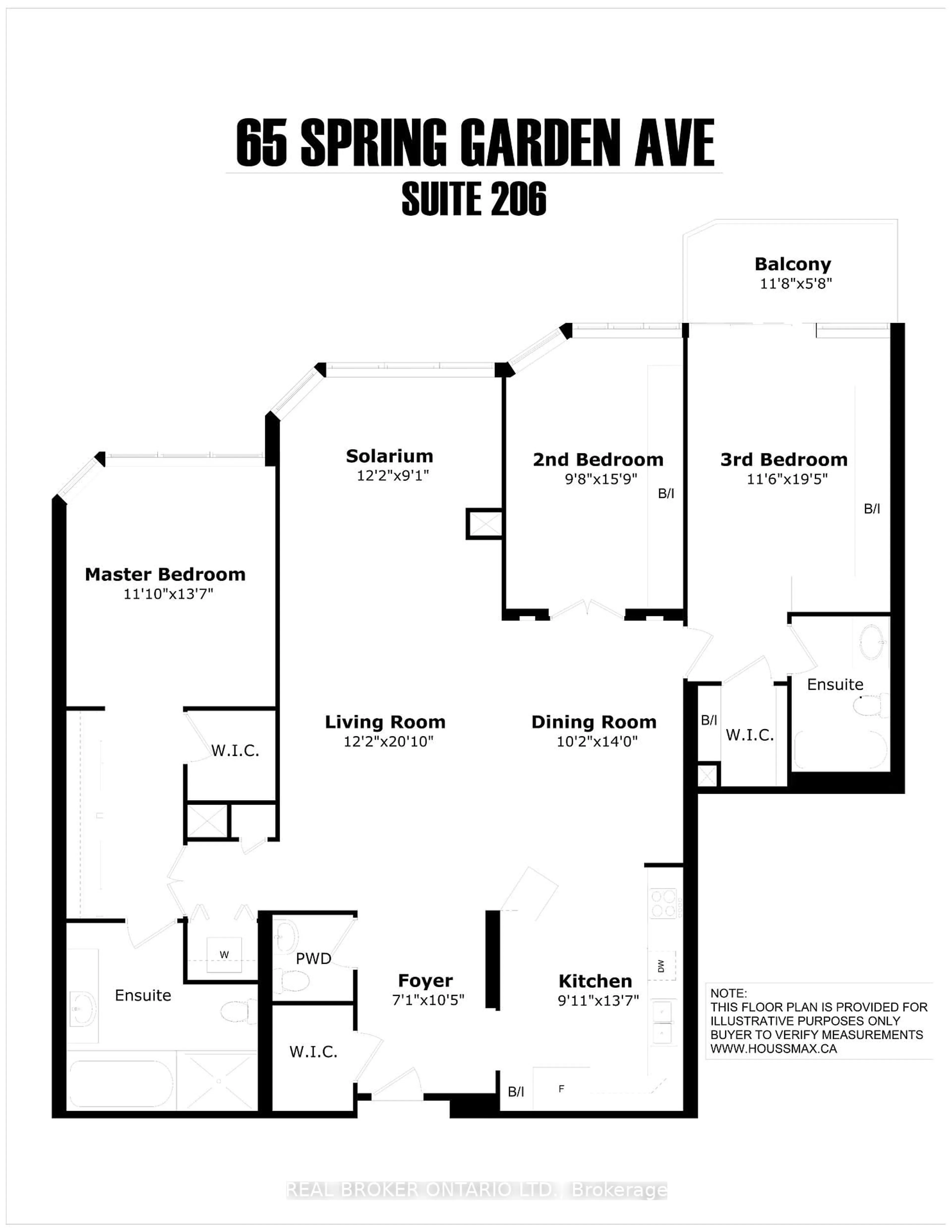 Floor plan for 65 Spring Garden Ave #206, Toronto Ontario M2N 6H9