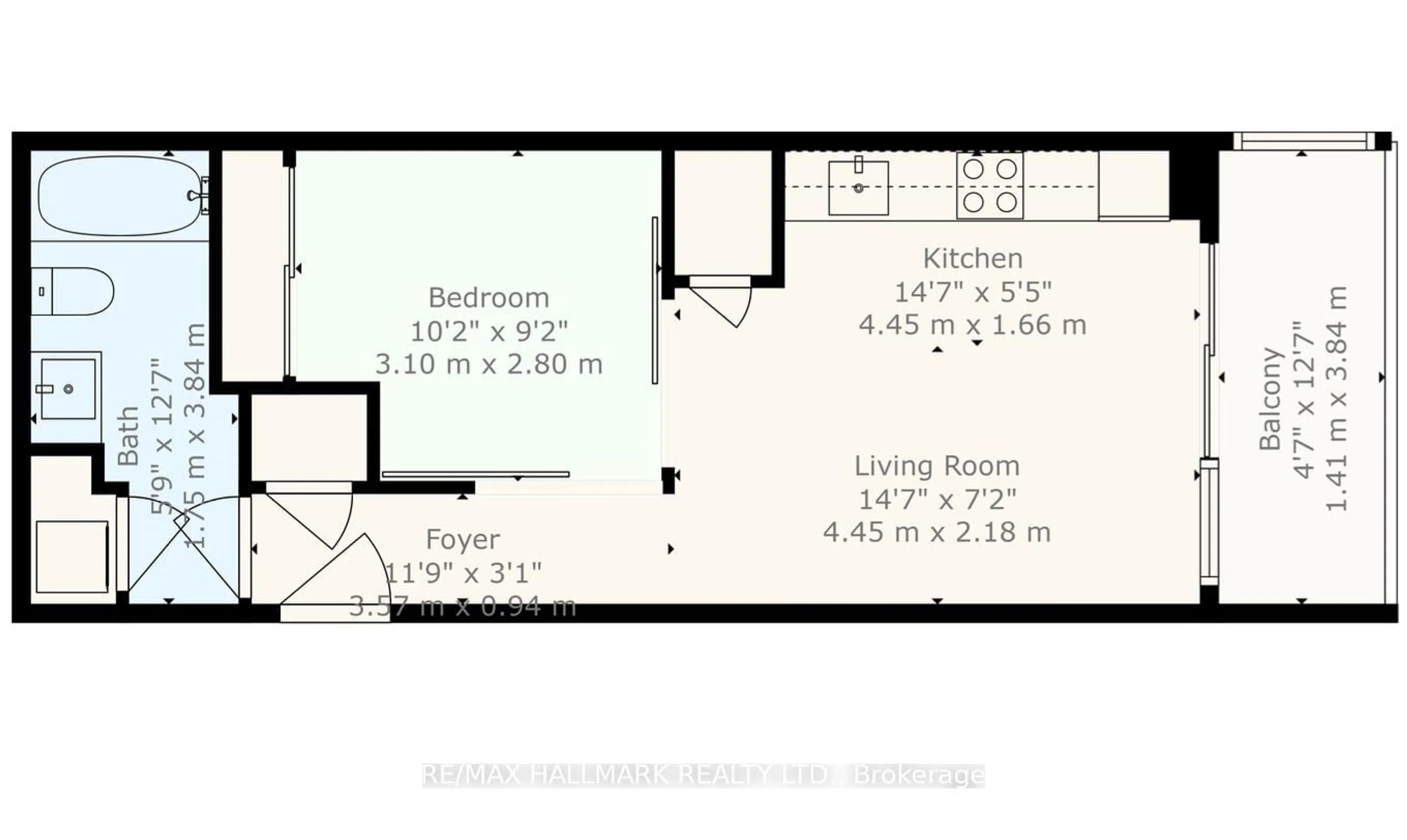 Floor plan for 5 Defries St #1507, Toronto Ontario M5A 0W7