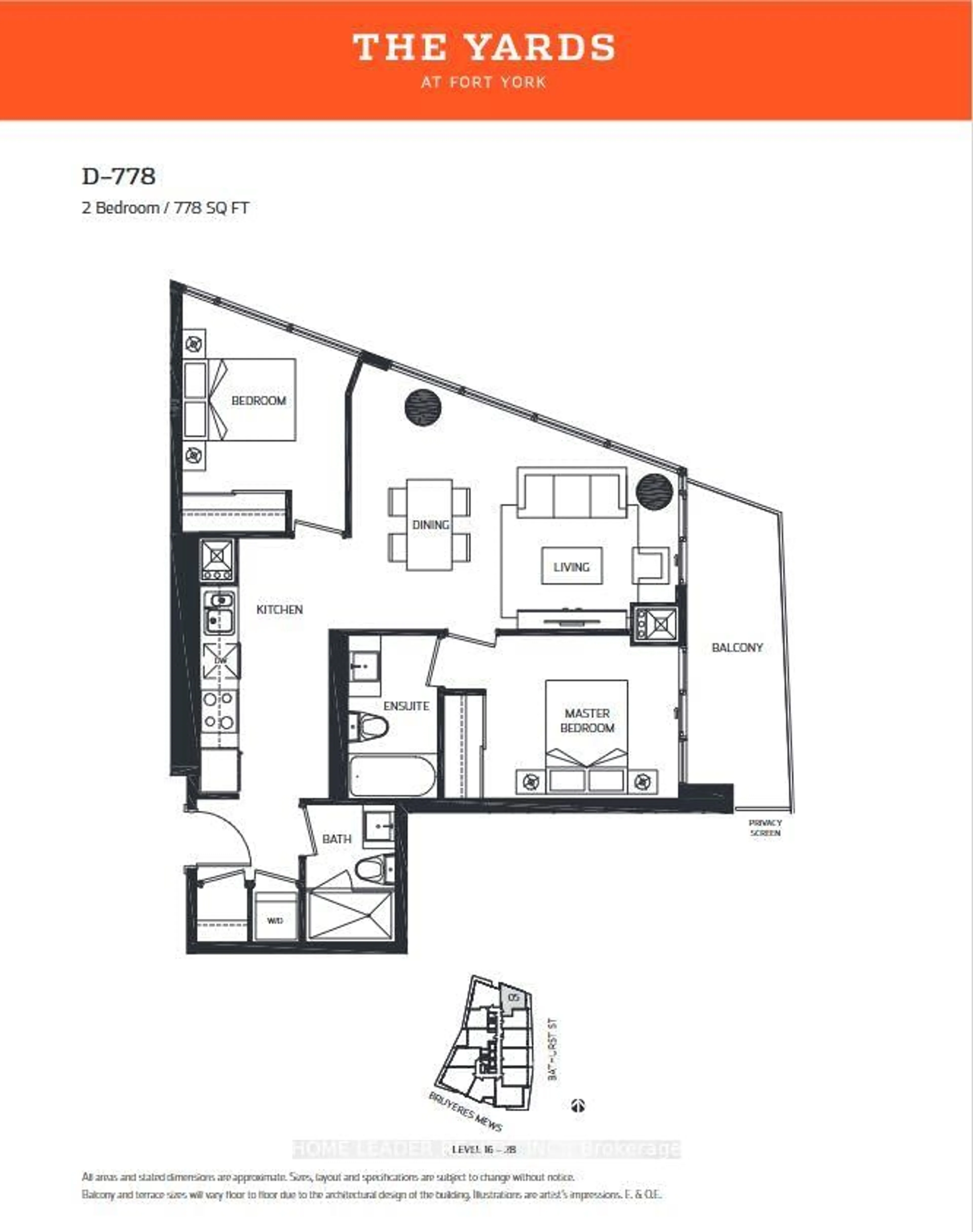 Floor plan for 20 Bruyeres Mews #2205, Toronto Ontario M5V 0G8