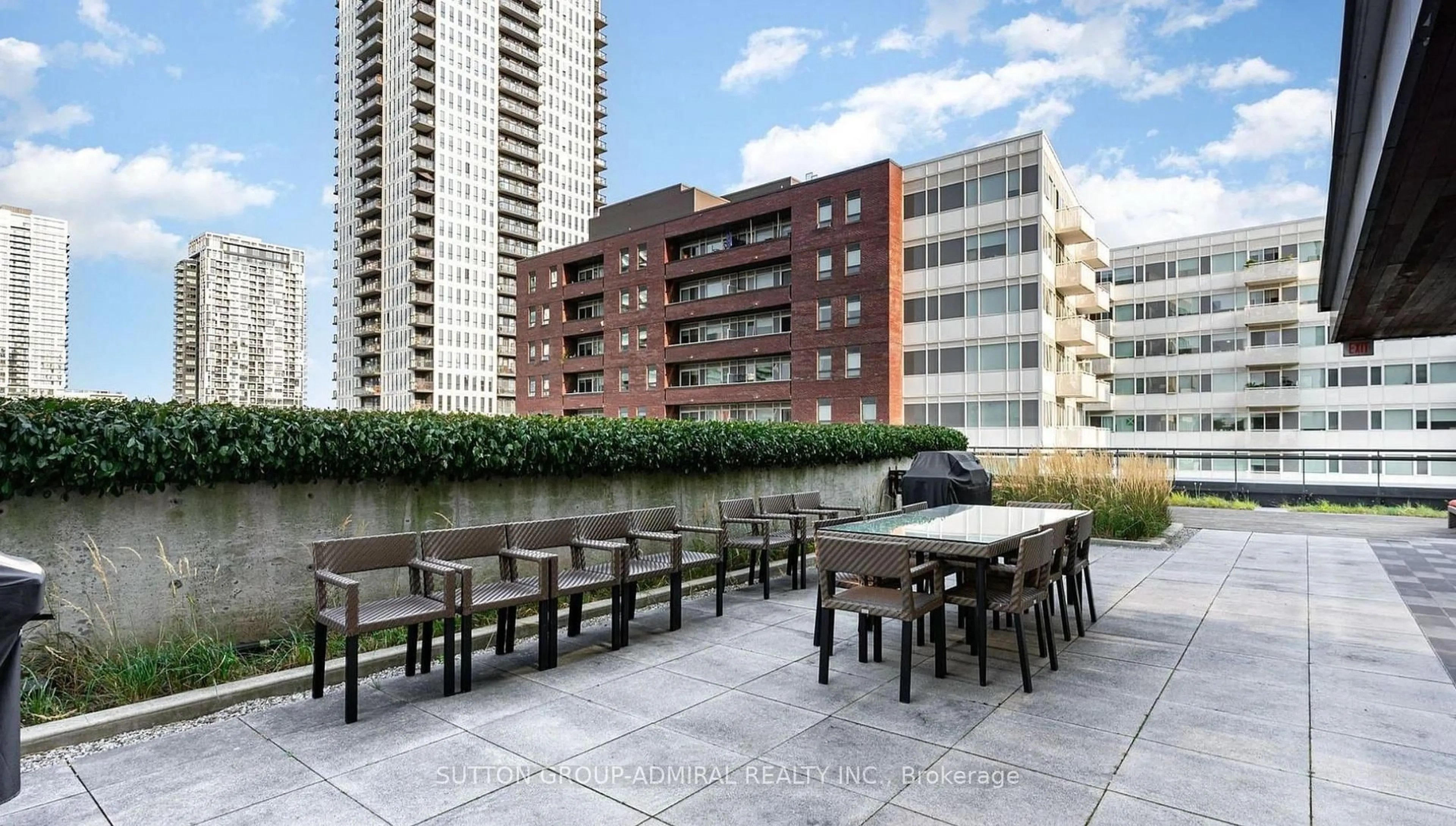 Patio, city buildings view from balcony for 225 Sackville St #Ph2606, Toronto Ontario M5A 3H1
