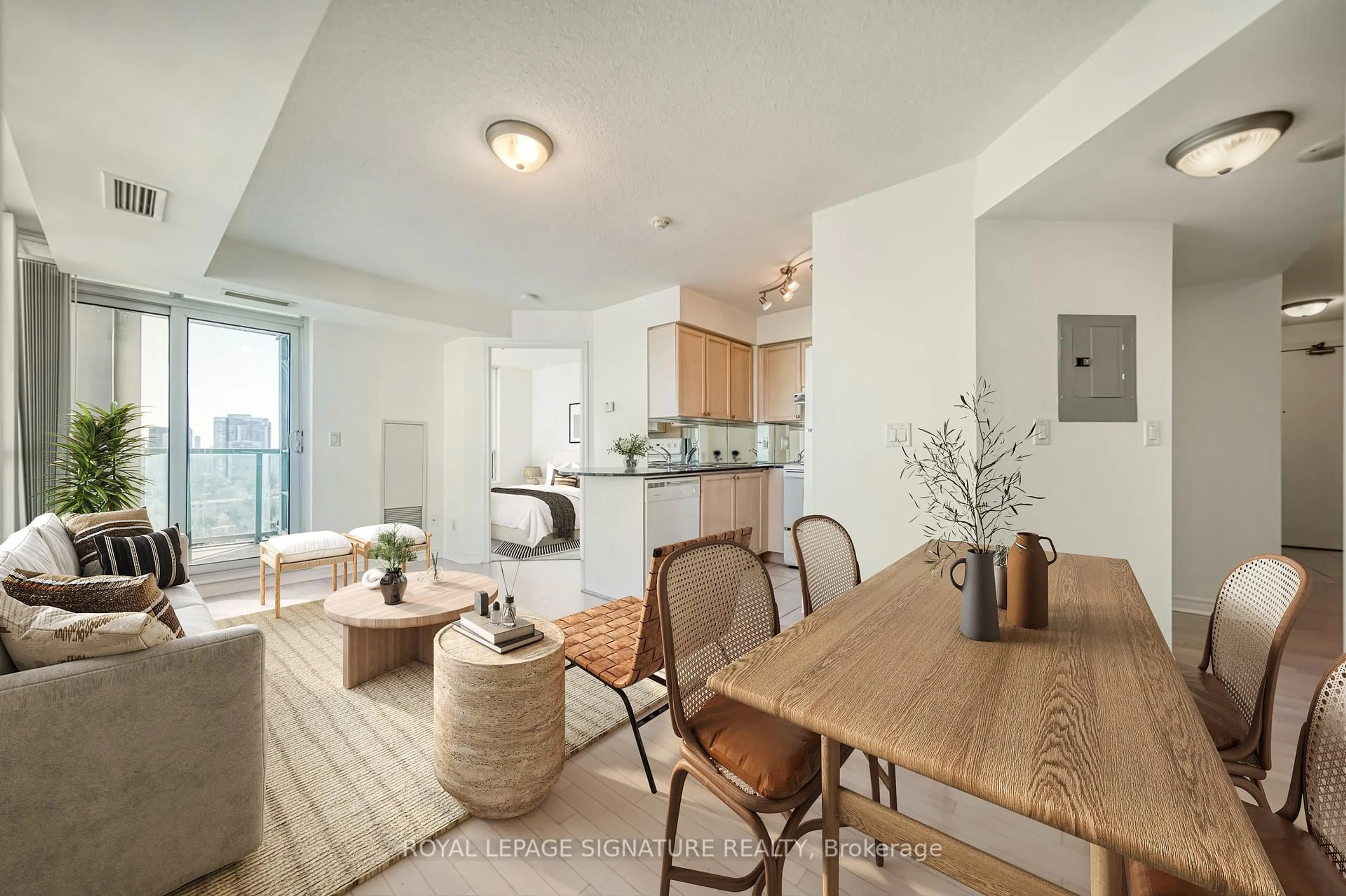 Open concept kitchen, wood/laminate floor for 17 Barberry Pl #1402, Toronto Ontario M2K 3E2