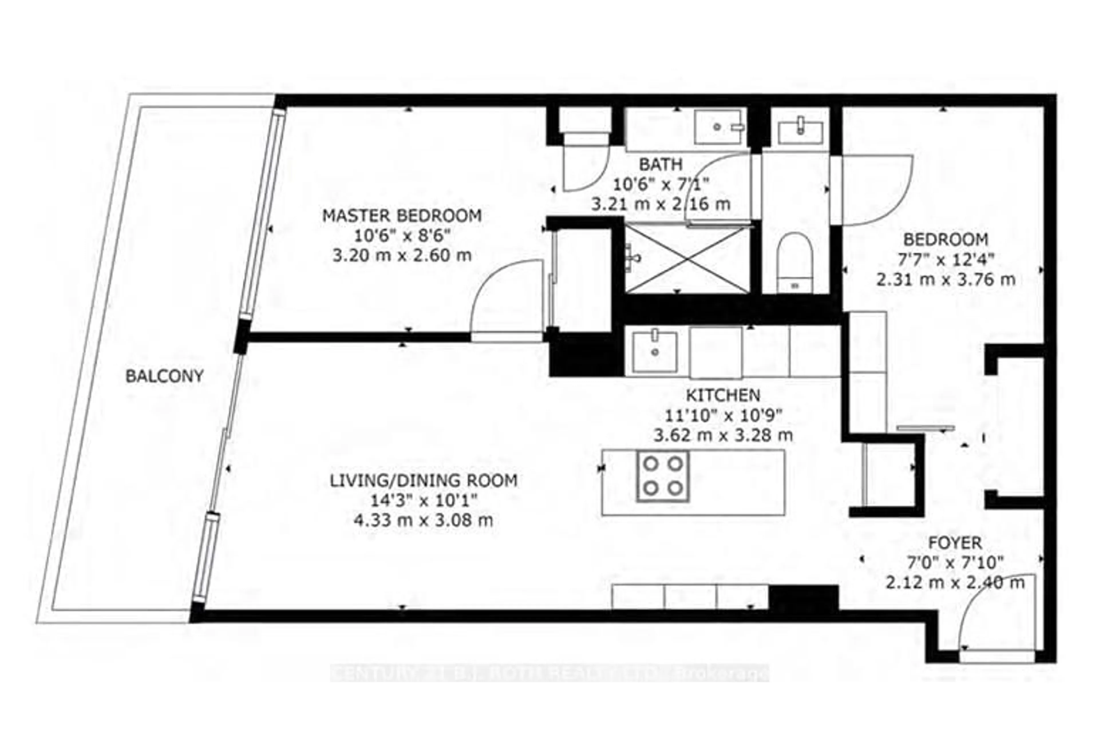 Floor plan for 38 Dan Leckie Way #1103, Toronto Ontario M5V 2V6