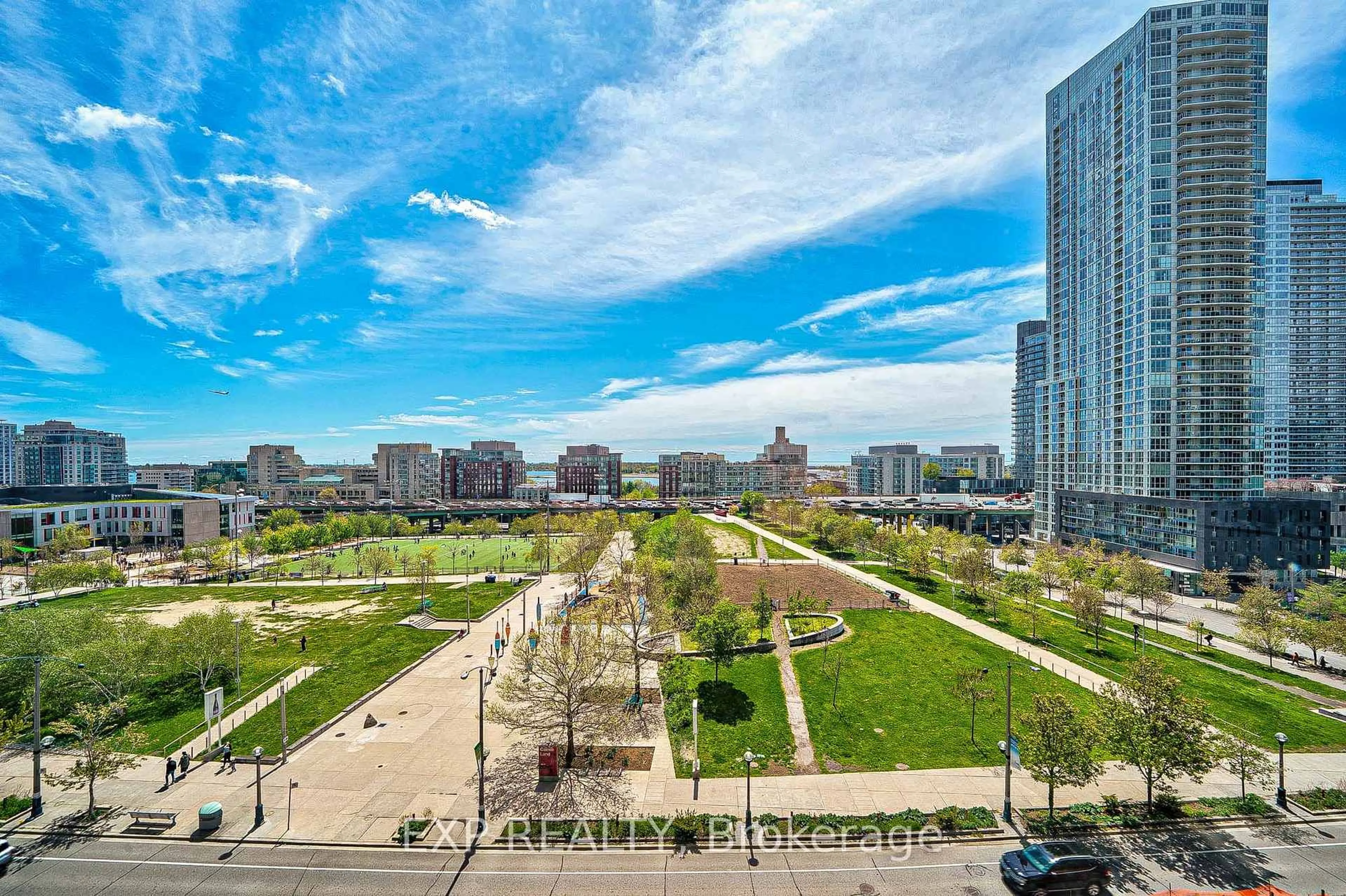 A pic from outside/outdoor area/front of a property/back of a property/a pic from drone, city buildings view from balcony for 151 Dan Leckie Way #853, Toronto Ontario M5V 4B2