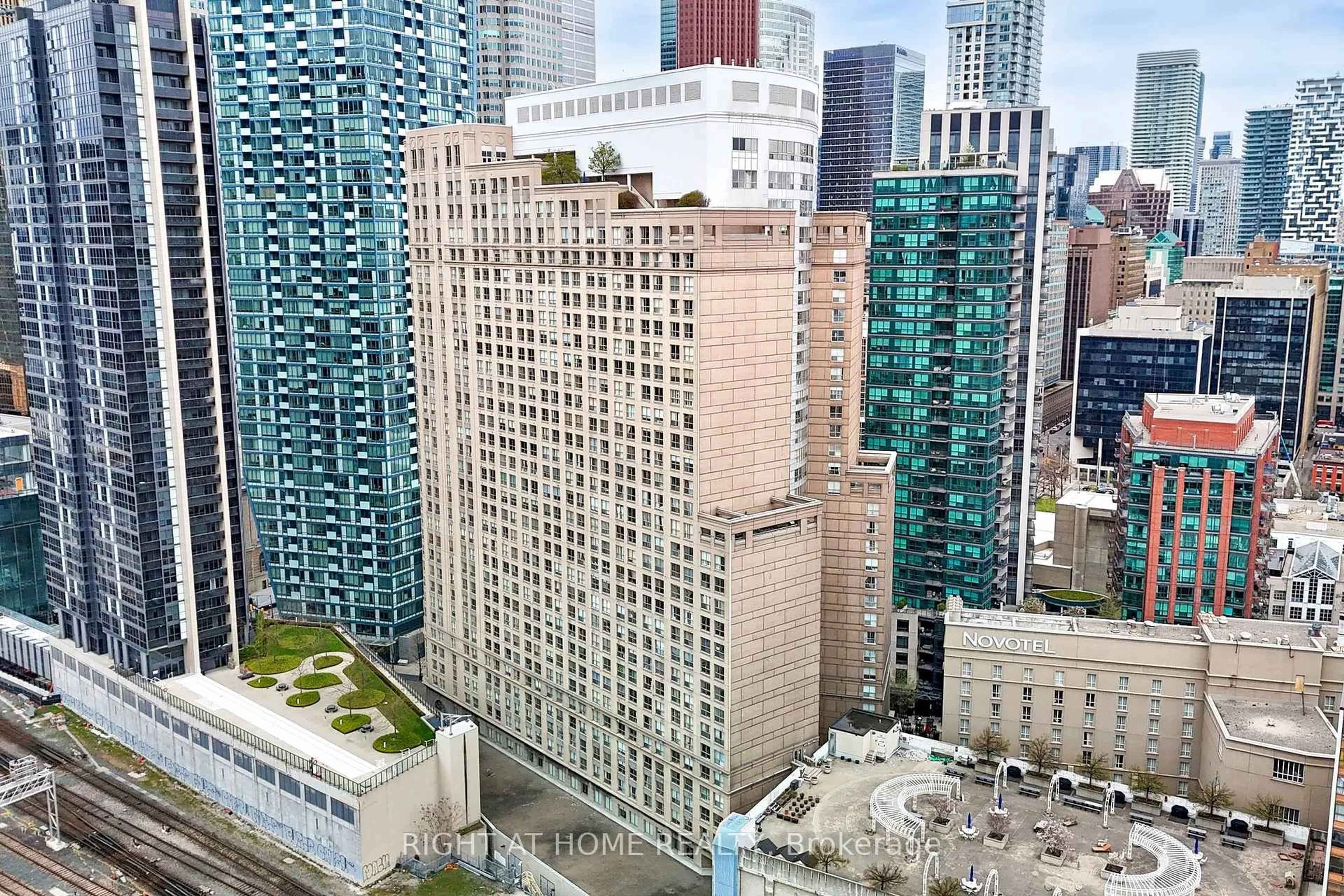 A pic from outside/outdoor area/front of a property/back of a property/a pic from drone, city buildings view from balcony for 25 The Esplanade N/A #2316, Toronto Ontario M5E 1W5