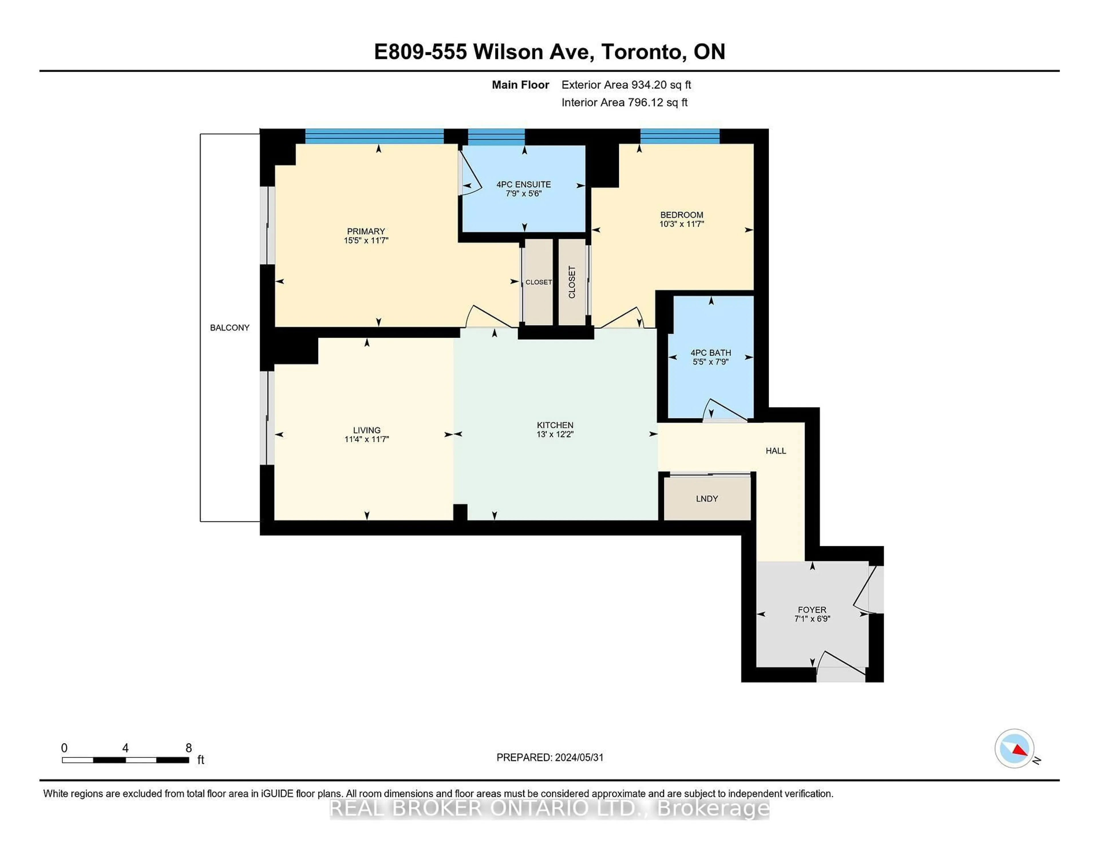 Floor plan for 555 Wilson Ave #E809, Toronto Ontario M3H 0C5