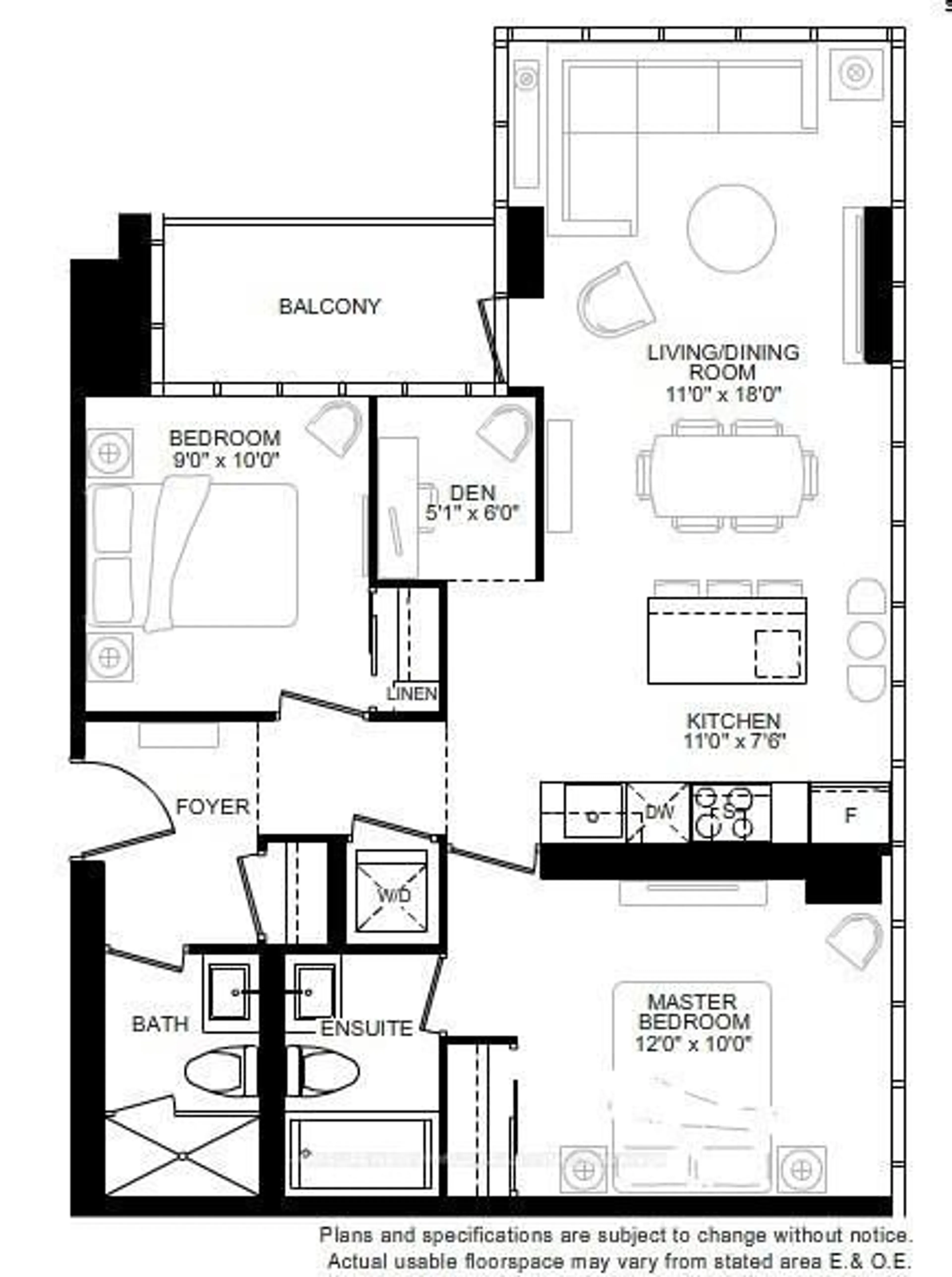Floor plan for 9 Bogert Ave #2708, Toronto Ontario M2N 0H3