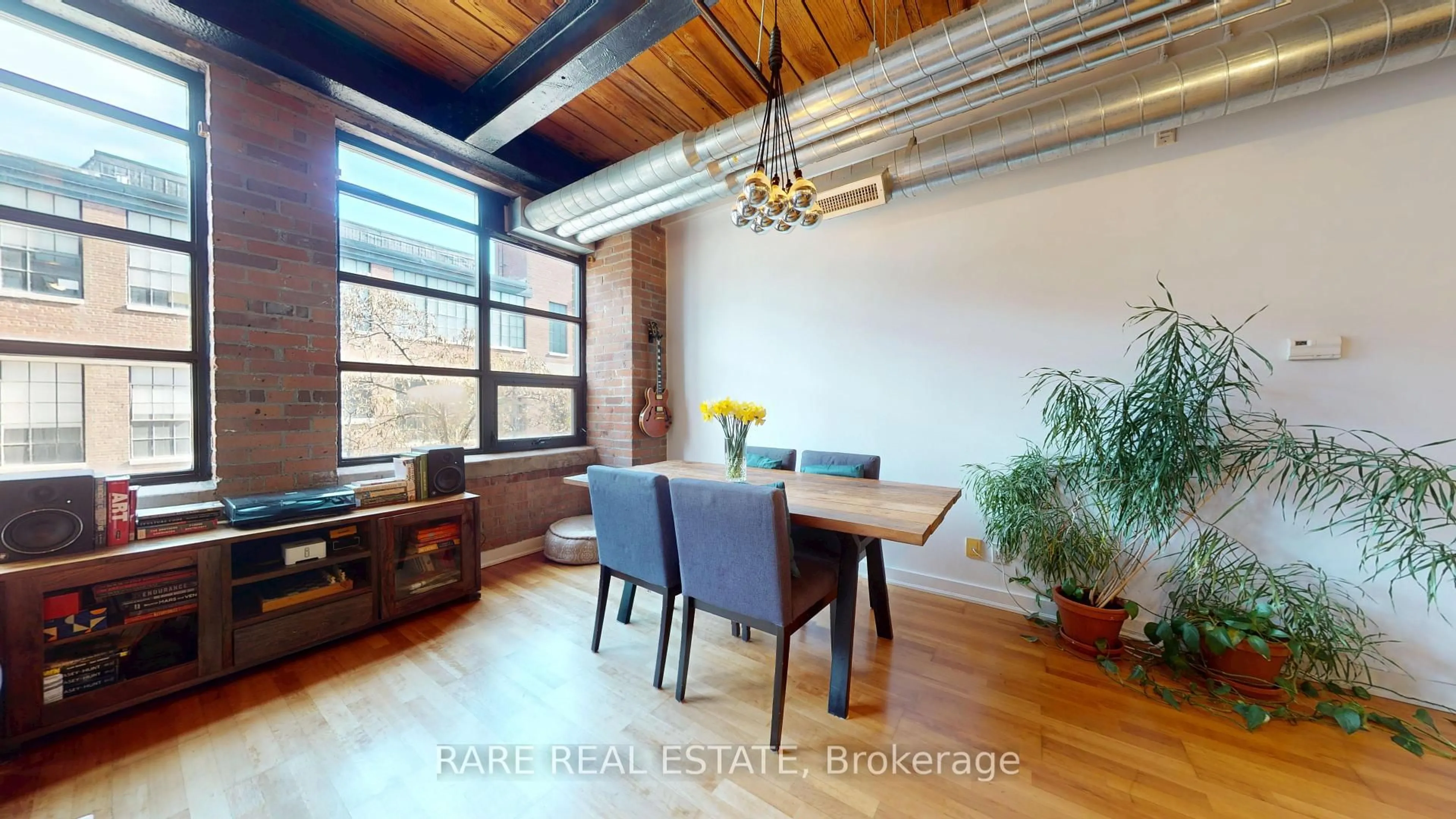 Dining room, wood/laminate floor for 43 Hanna Ave #217, Toronto Ontario M6K 1X1