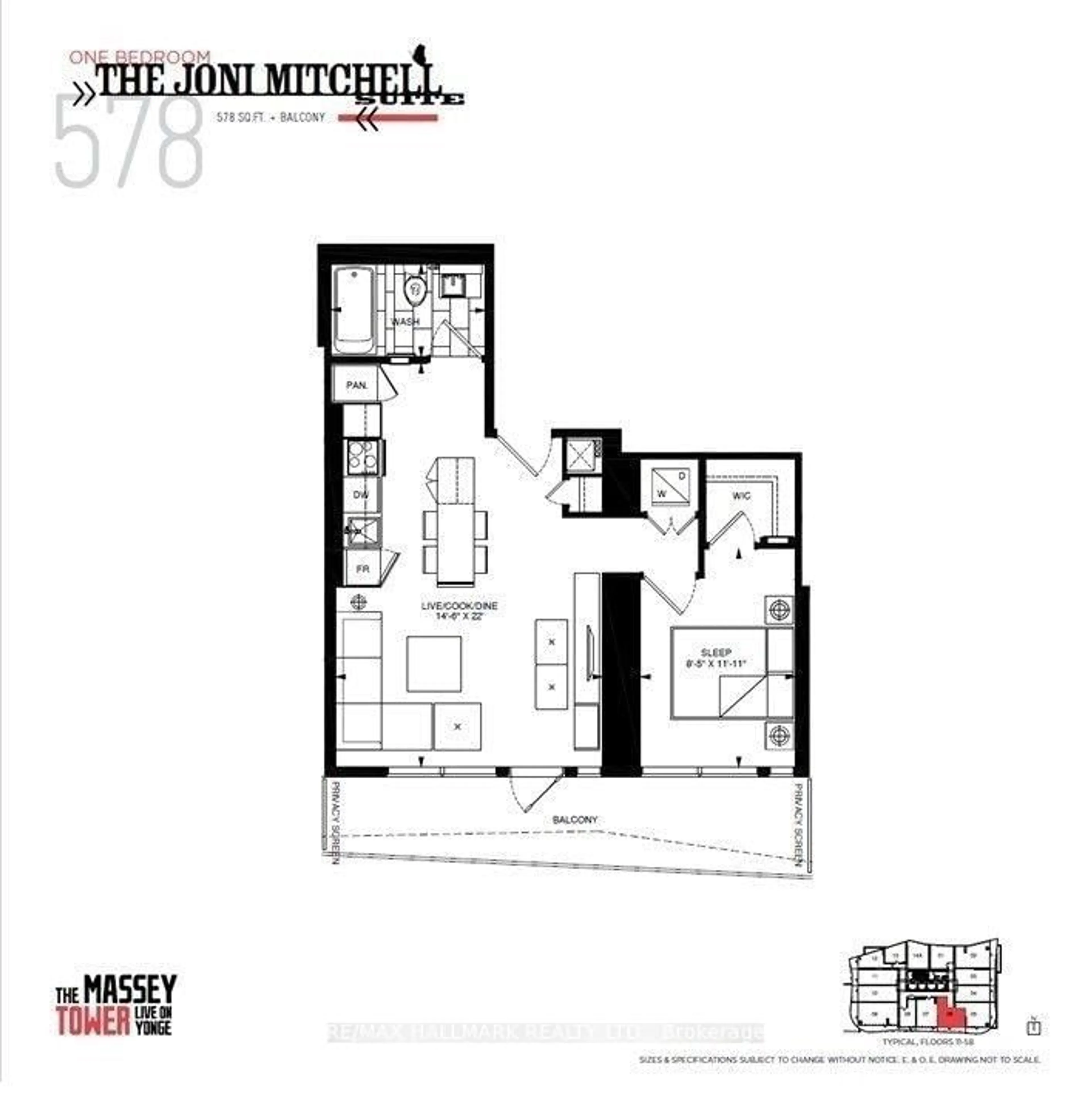 Floor plan for 197 Yonge St #5006, Toronto Ontario M5B 0C1