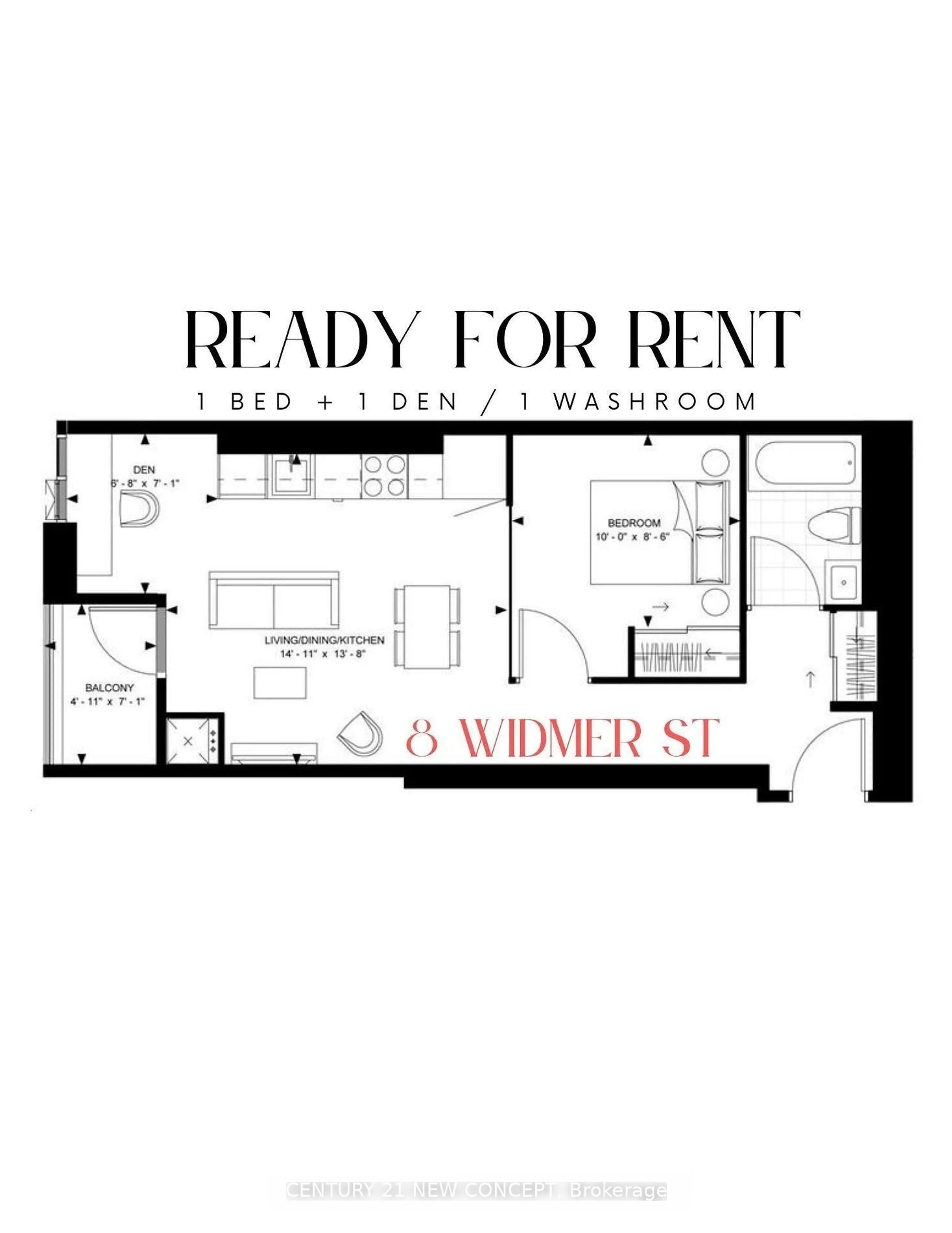Floor plan for 8 Widmer St #1101, Toronto Ontario M5V 0W6