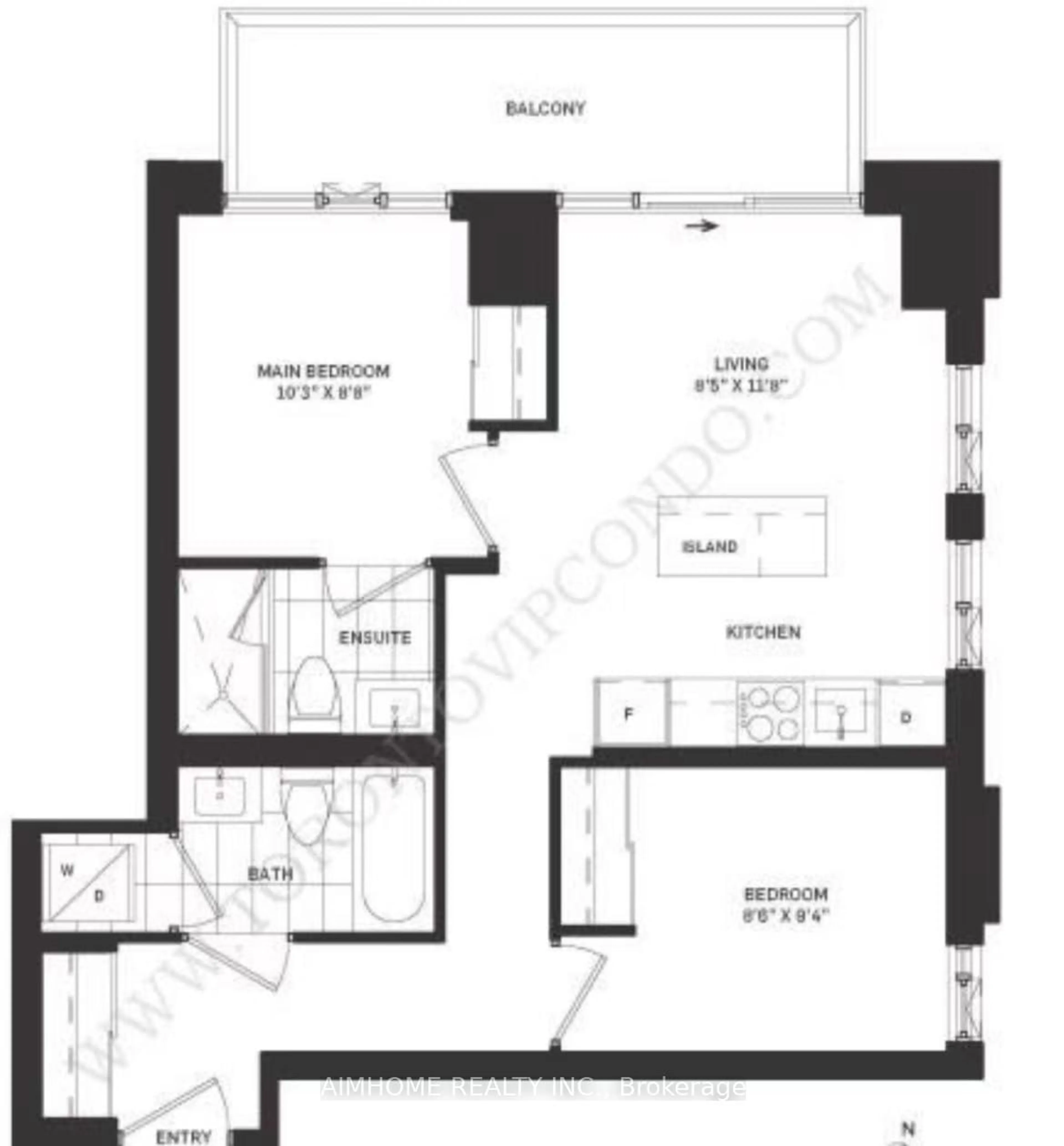 Floor plan for 130 River St #1708, Toronto Ontario M5V 3P7