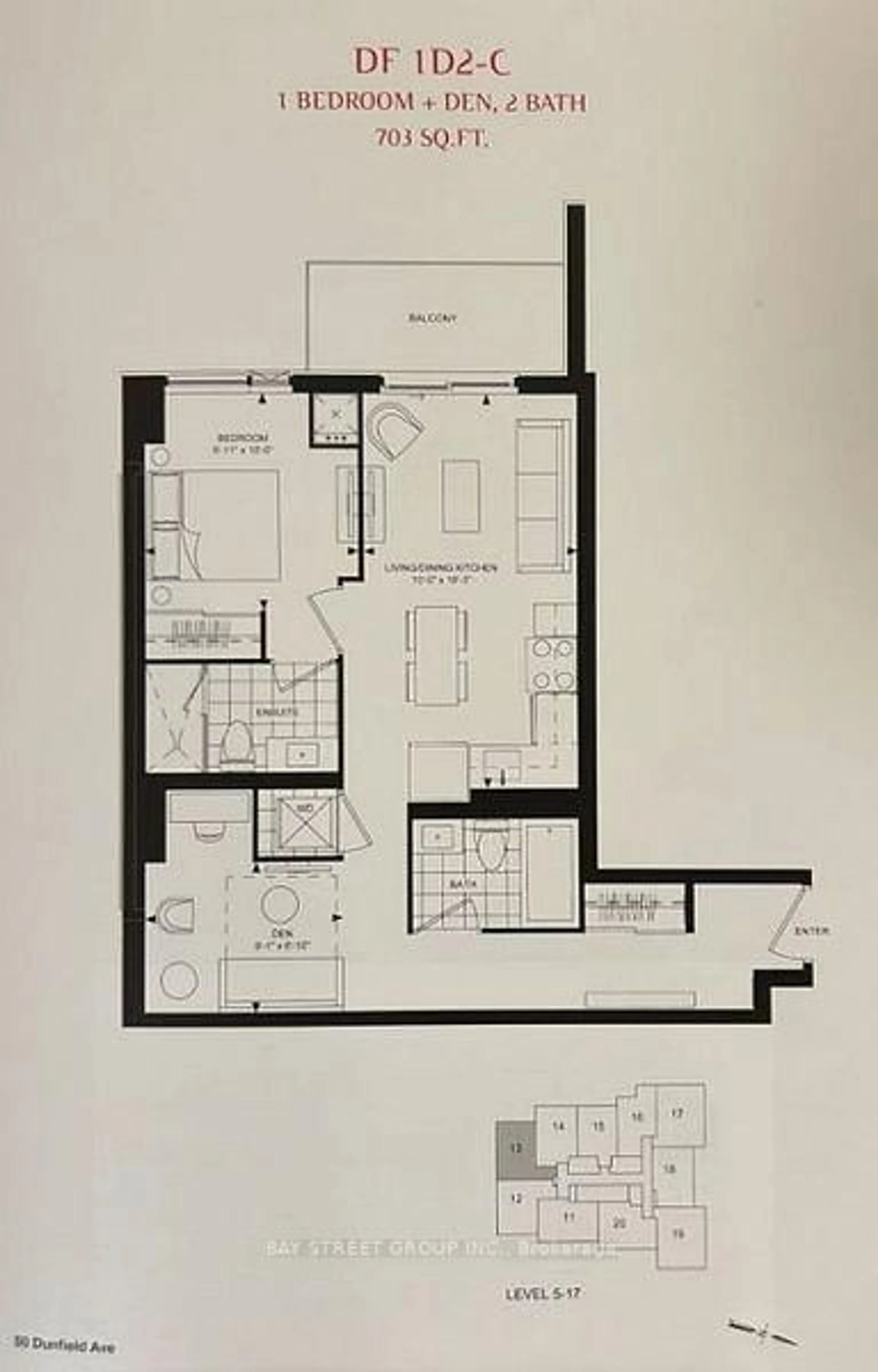 Floor plan for 50 Dunfield Ave #1513, Toronto Ontario M4S 0E4