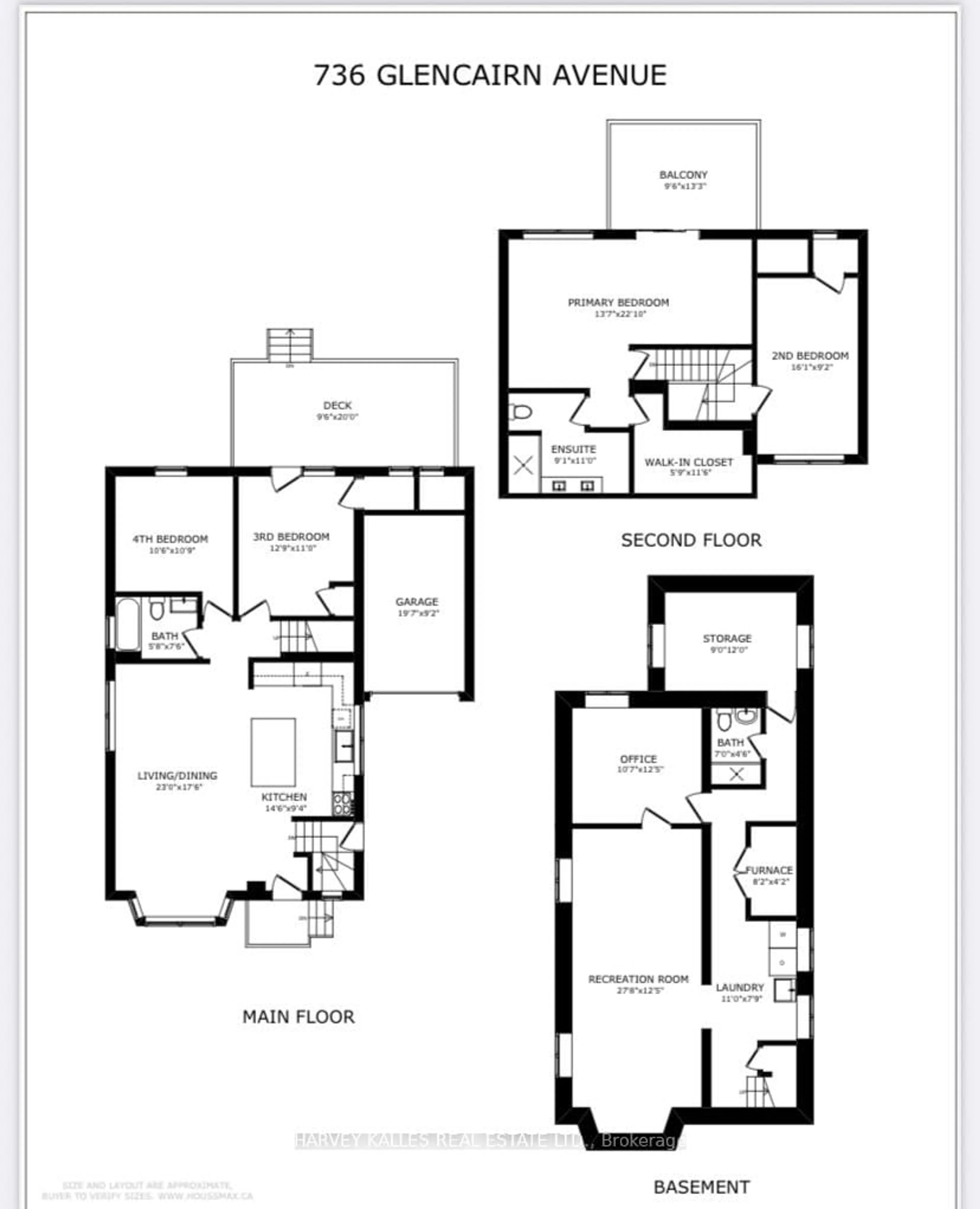 Floor plan for 736 Glencairn Ave, Toronto Ontario M6B 2A1