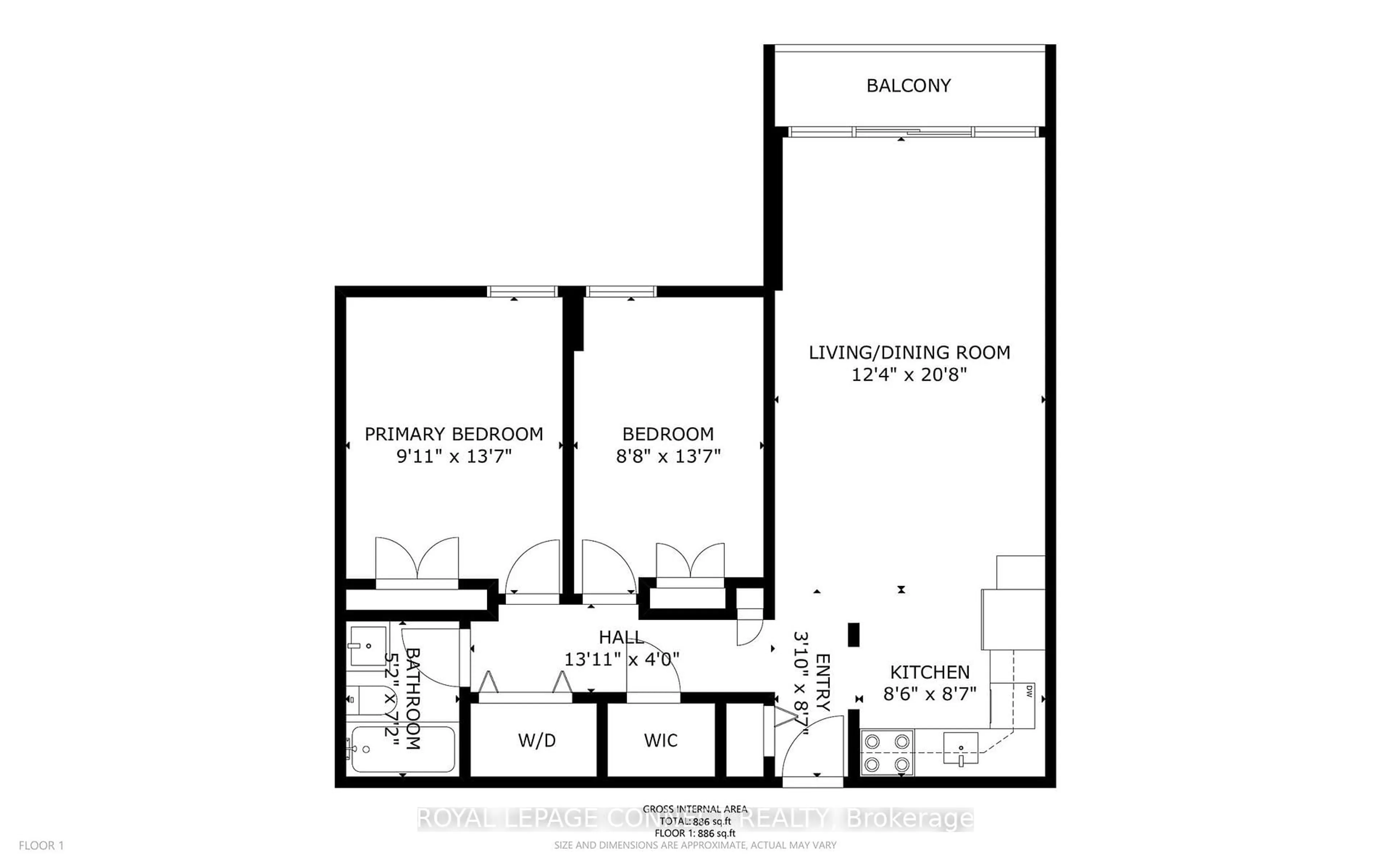Floor plan for 20 Fashion Roseway N/A #405, Toronto Ontario M2N 6B5