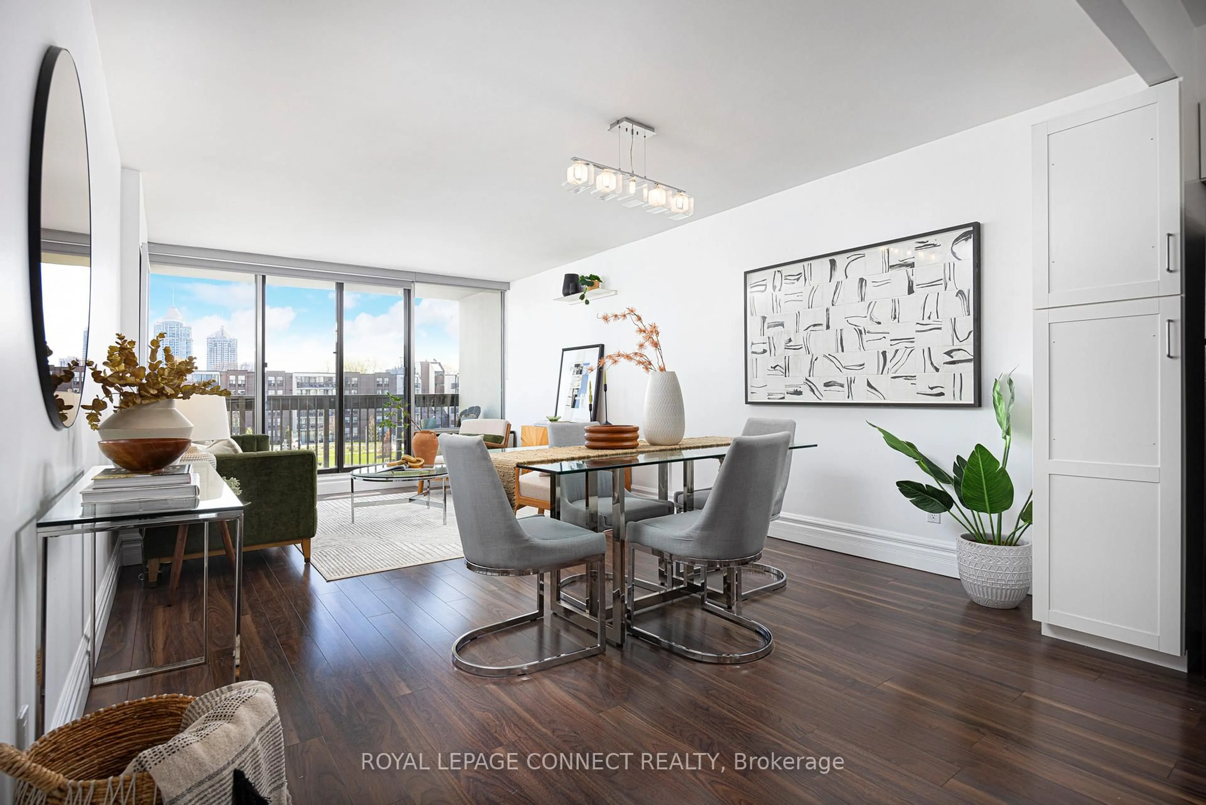 Dining room, wood/laminate floor for 20 Fashion Roseway N/A #405, Toronto Ontario M2N 6B5