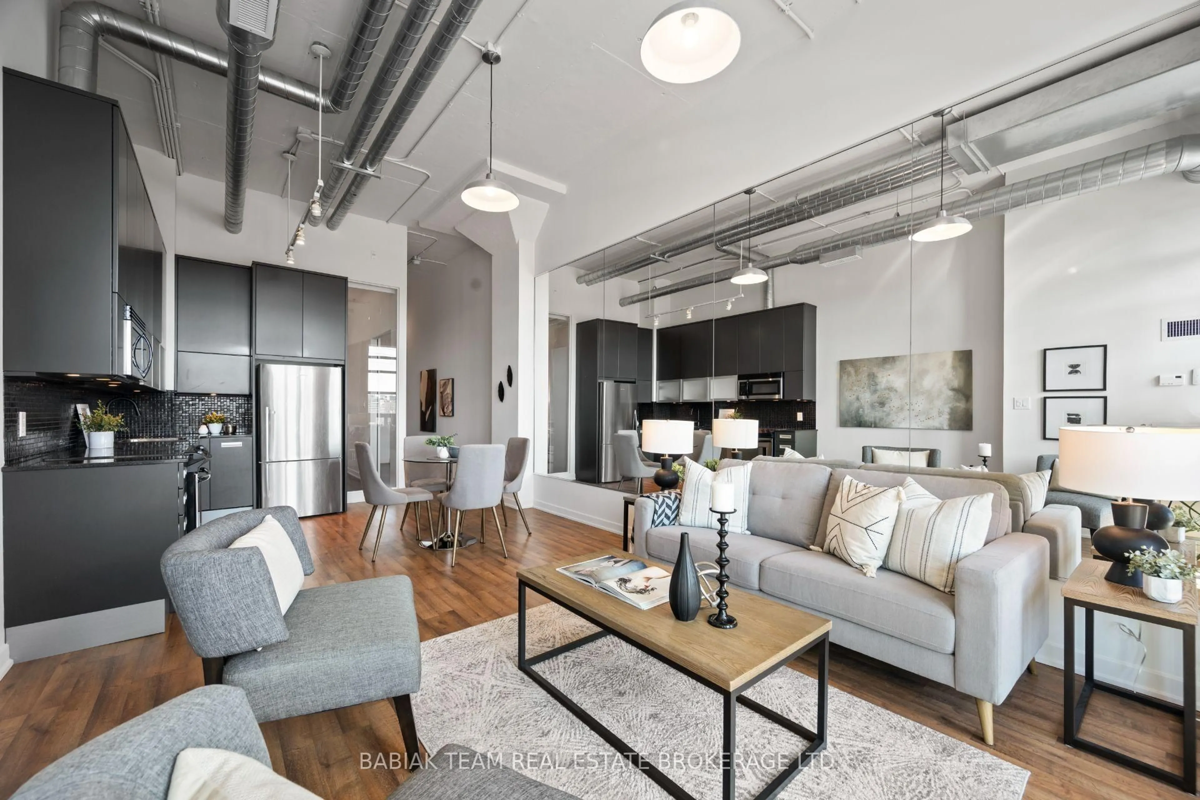 Living room with furniture, cement floor for 380 Macpherson Ave #340, Toronto Ontario M4V 3E3