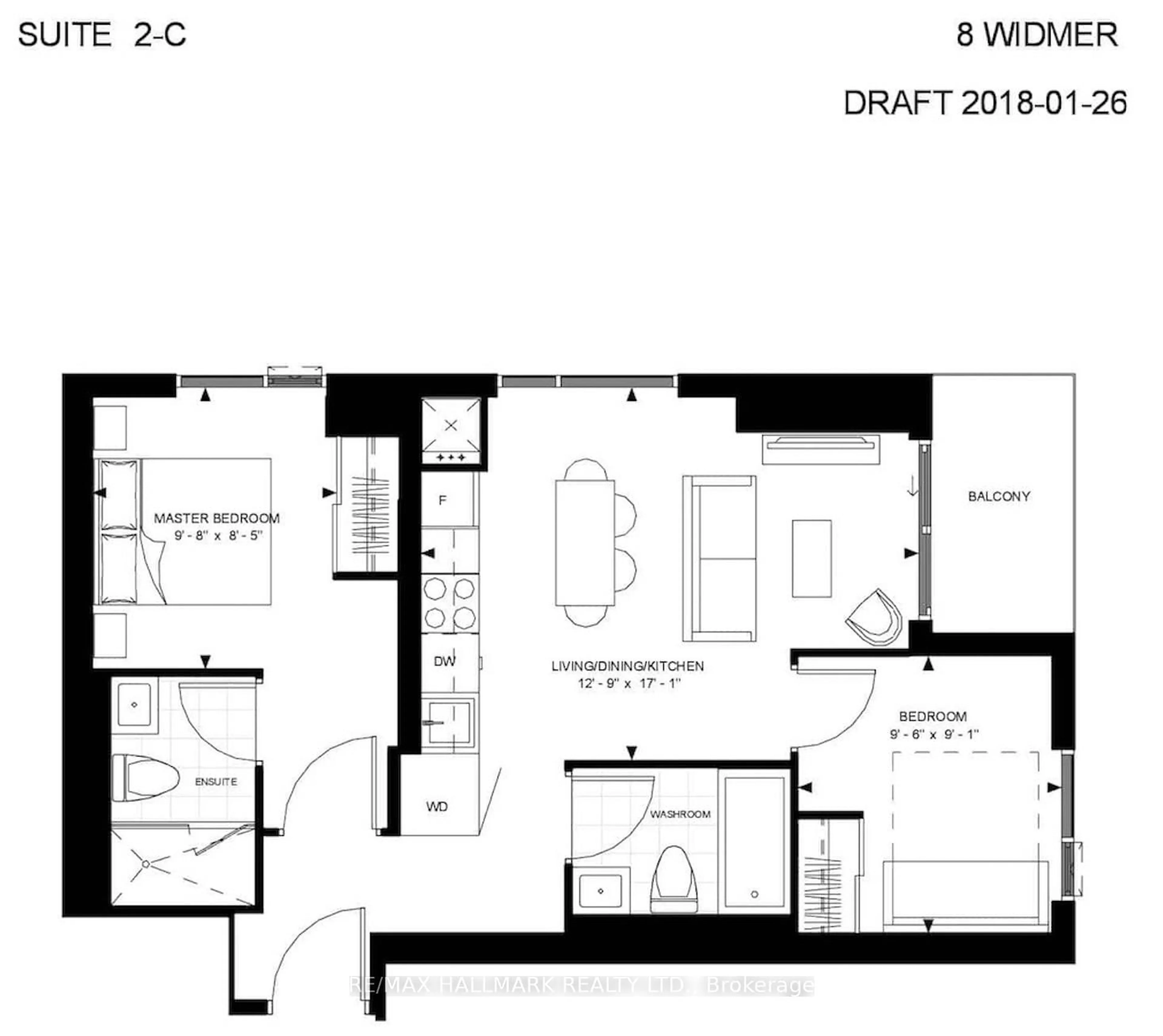 Floor plan for 8 Widmer St #2905, Toronto Ontario M5V 0W6