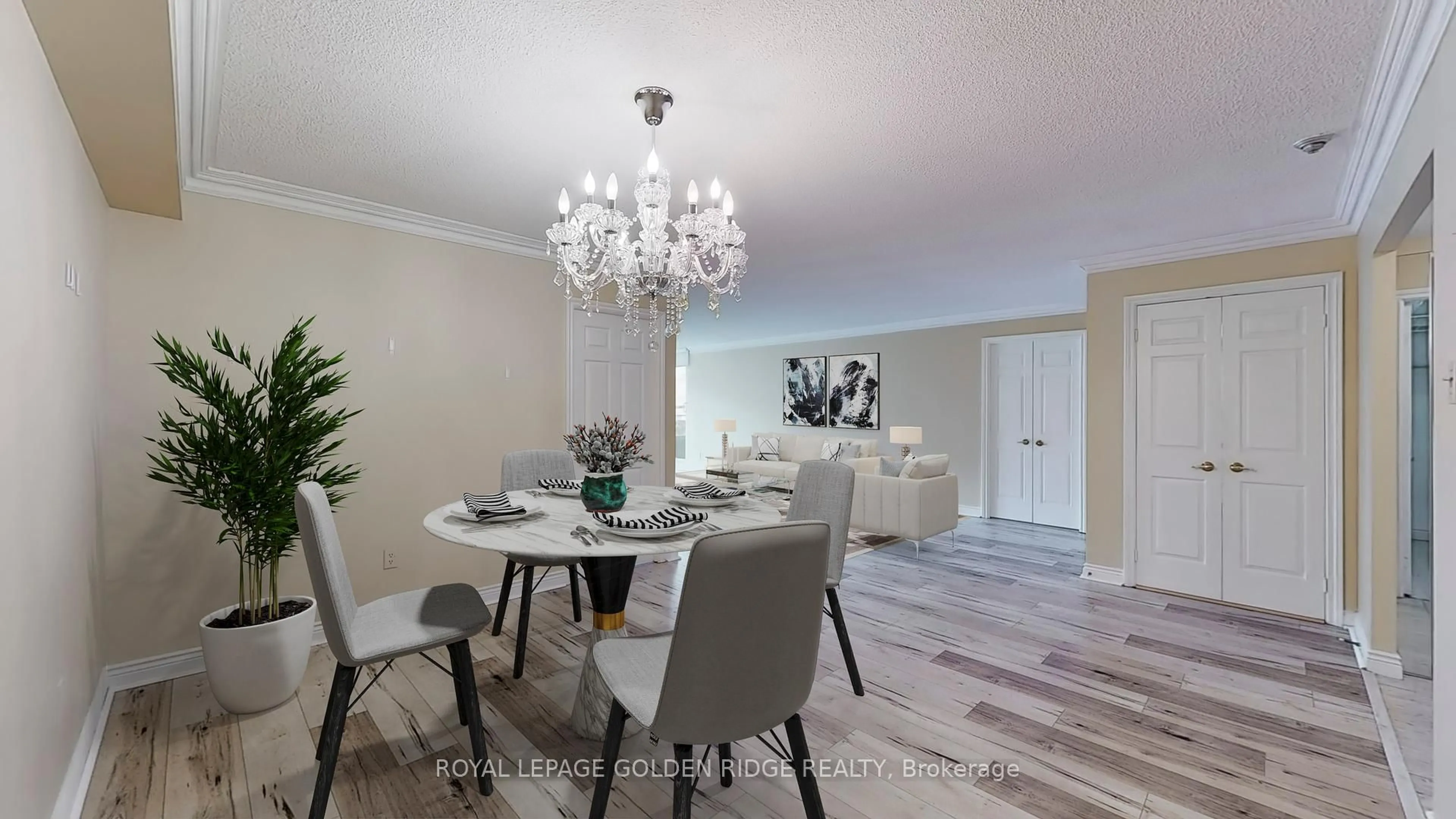 Dining room, wood/laminate floor for 65 Spring Garden Ave #304, Toronto Ontario M2N 6H9
